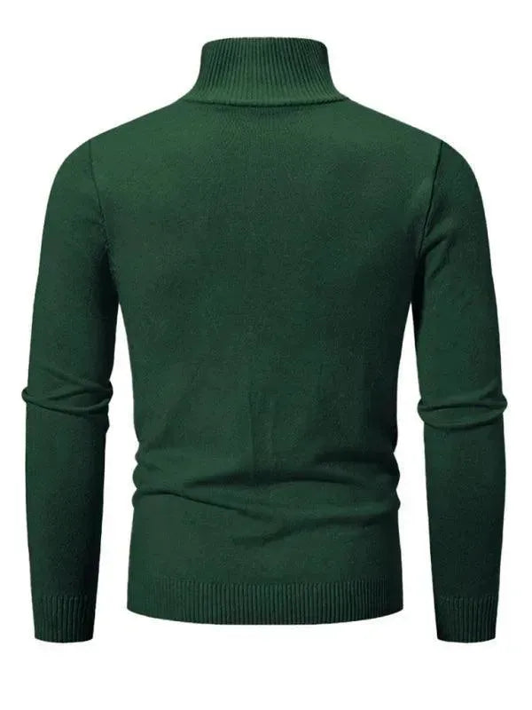 Men's Zipper Turtleneck Pullover Sweater - Warm Winter Knitwear for Casual Outfits & Office Wear