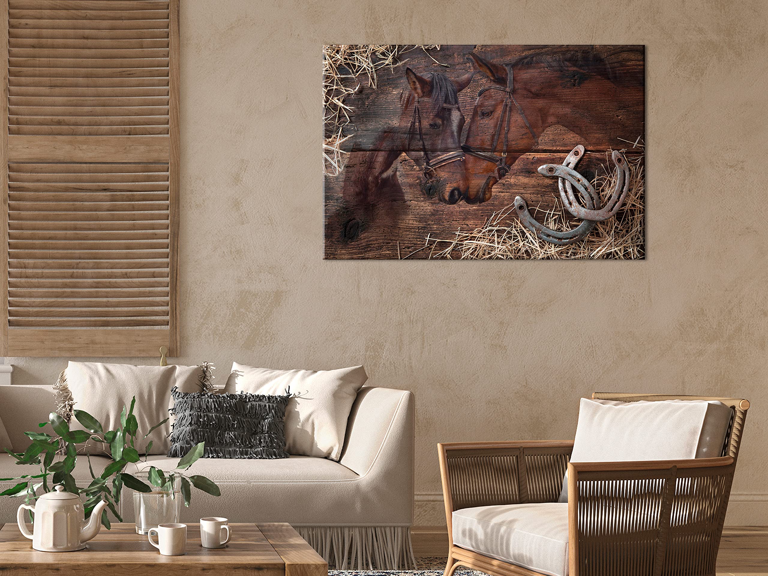 Artgeist Acoustic Canvas Wall Art Print - 35x24 Inch Horse Picture with Sound Absorbing Foam | Animal Themed Faux Wood Frame | Home & Office Decor for Noise Reduction & Room Acoustics