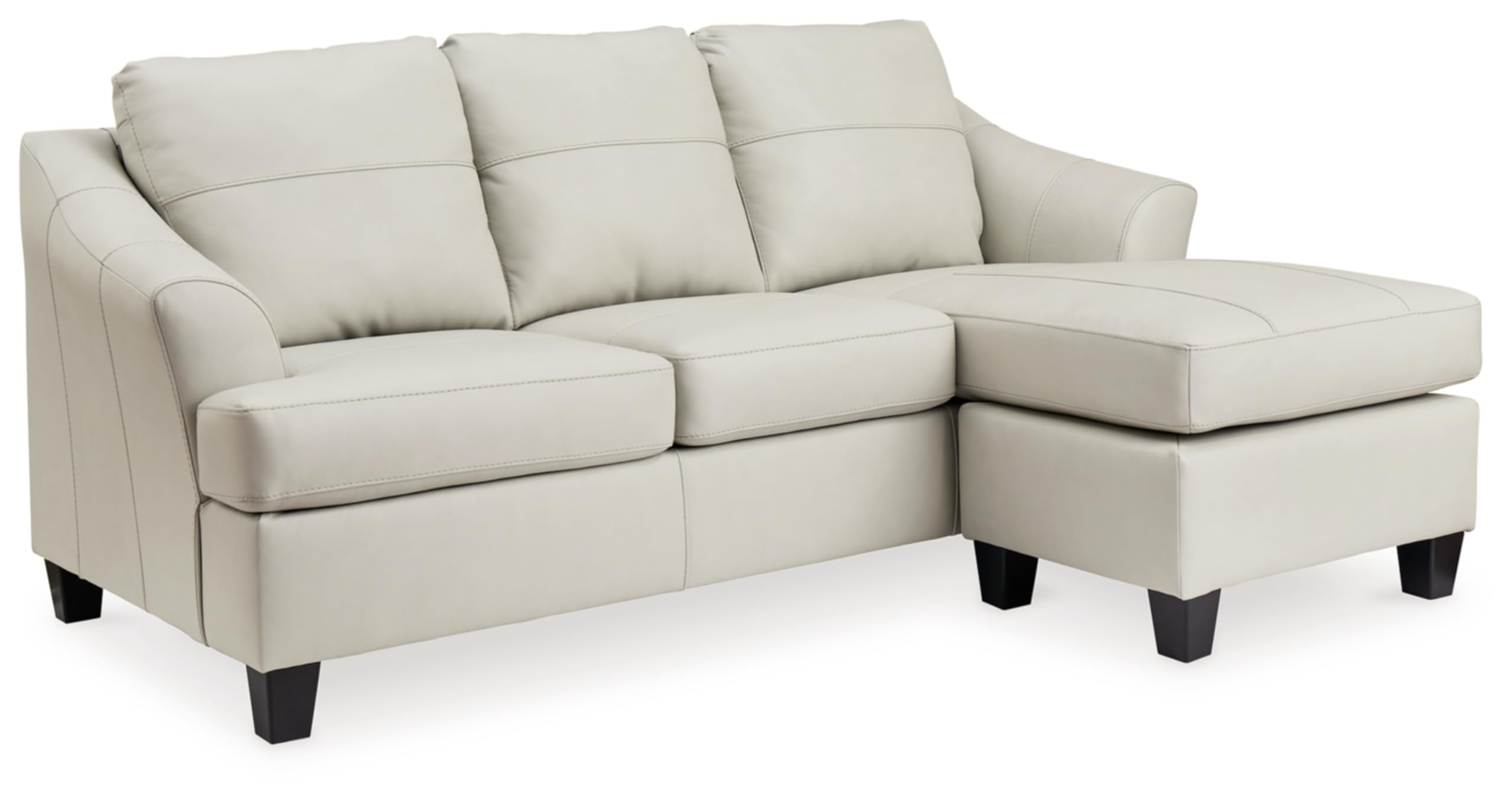 Signature Design by Ashley Genoa Modern Leather Sectional Sofa with Chaise Lounge - White Leather Living Room Couch for Contemporary Home, Apartment & Office Decor