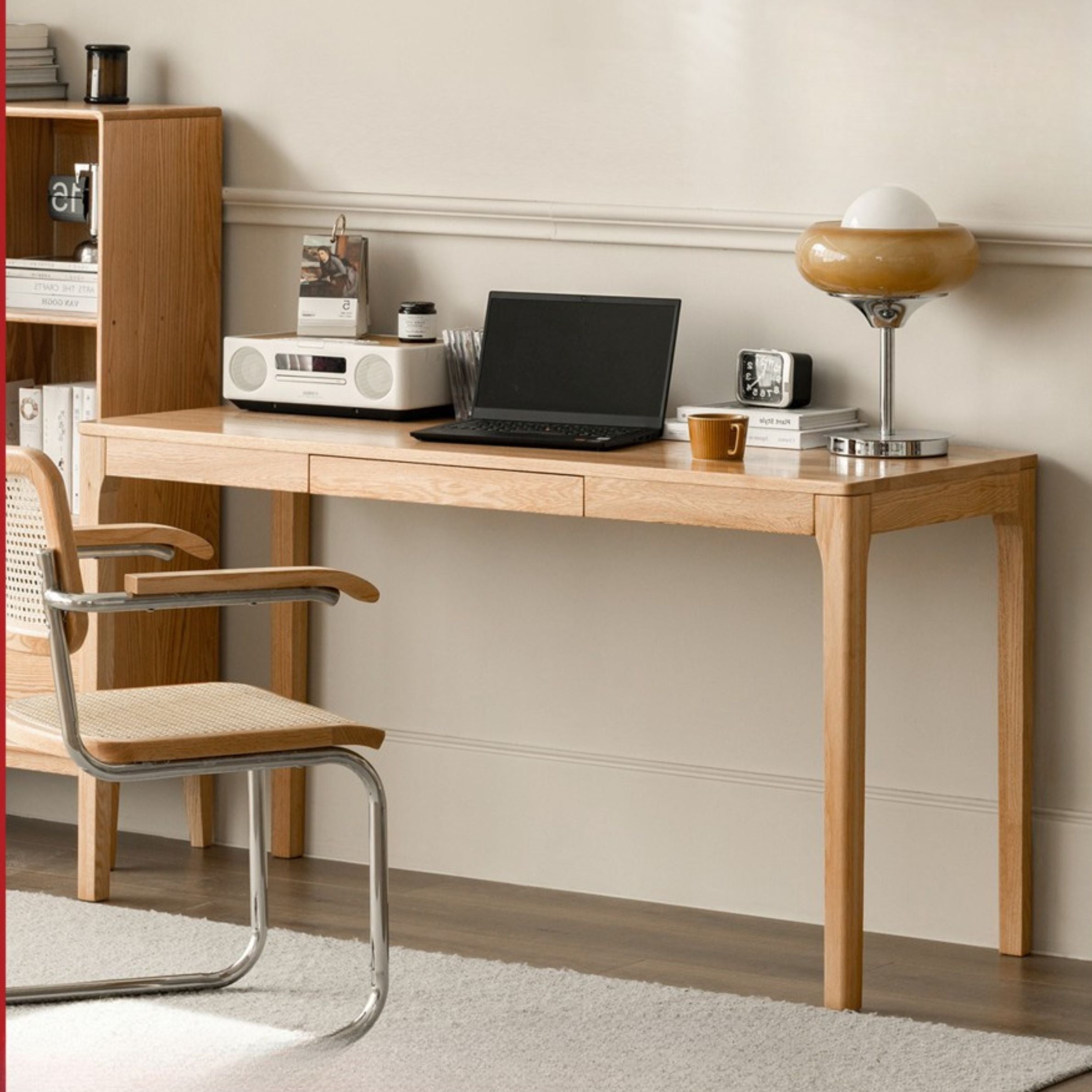 Premium Solid Oak Wood Office Desk - Modern Nordic Style Writing Table for Home & Workspace - Perfect for Remote Work, Study & Office Decor