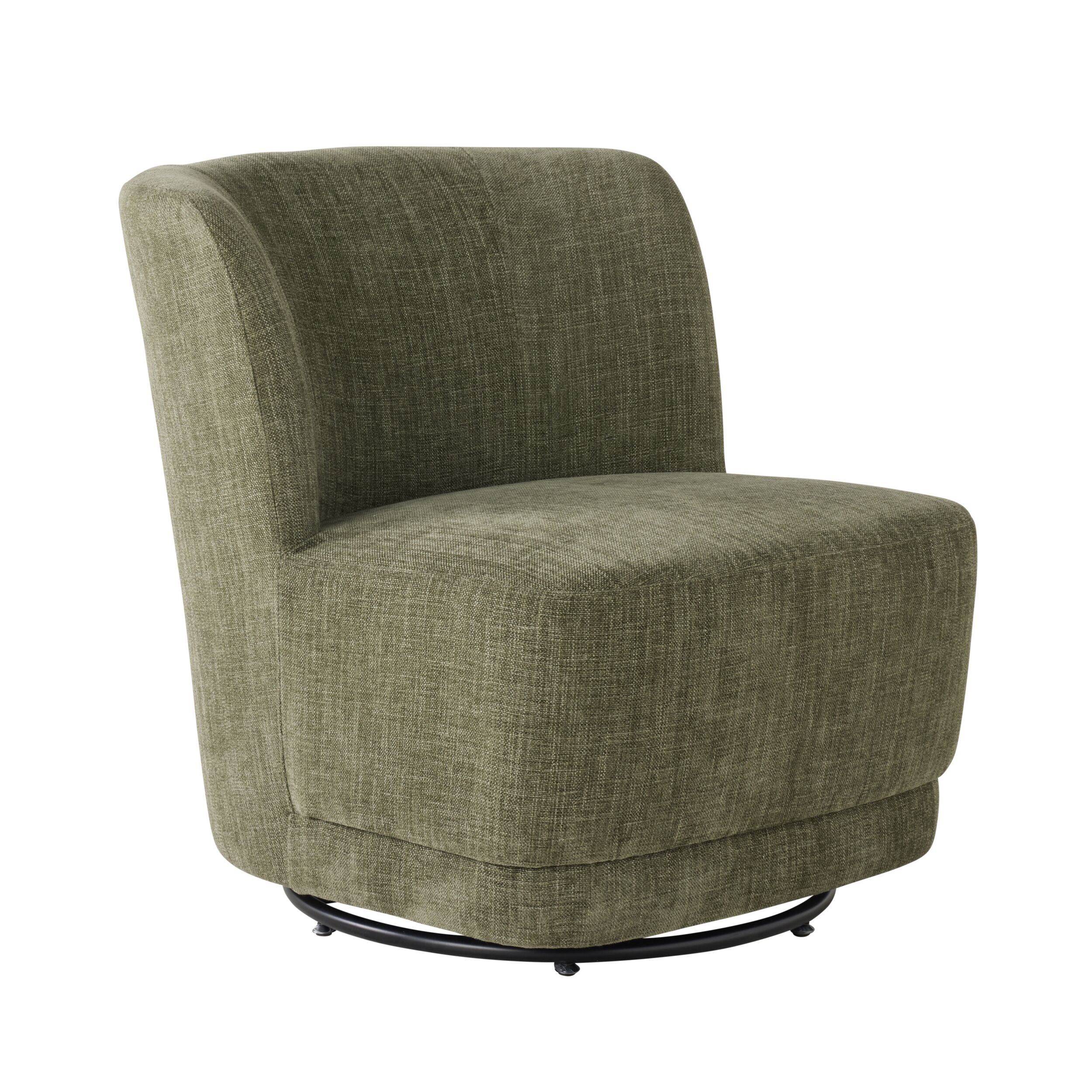Amala Swivel Occasional Chair - Modern Fern Green Woven Fabric Accent Chair for Living Room, Bedroom, or Office - Perfect for Reading Nook, Lounge Area & Home Decor