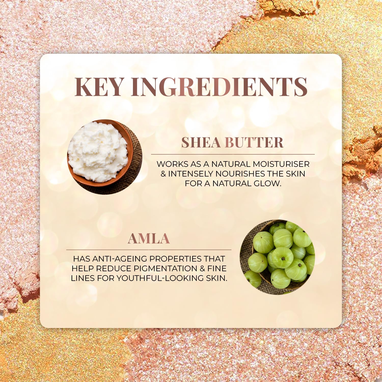 Just Herbs Lumi Glow Pressed Highlighter - Shea Butter & Vitamin C Face Makeup - 3.5g (The Stars) - Natural Radiance for Cheekbones, Nose & Décolletage - Perfect for Day & Night Glow