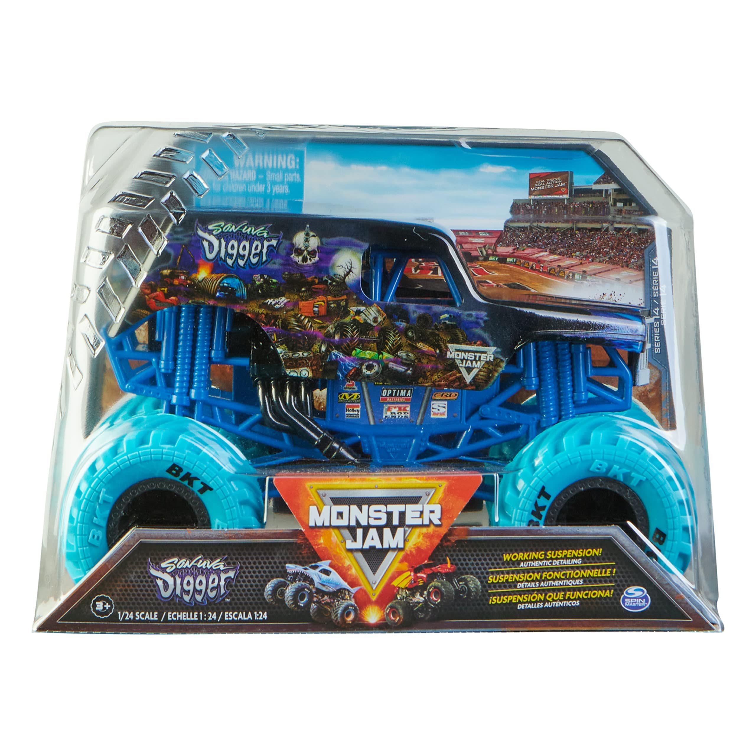 Monster Jam Official Son-uva Digger 1:24 Scale Die-Cast Monster Truck - Collector's Edition Toy for Boys & Girls Ages 3+ | Birthday Gift, Playroom Decor, Racing Game Accessory