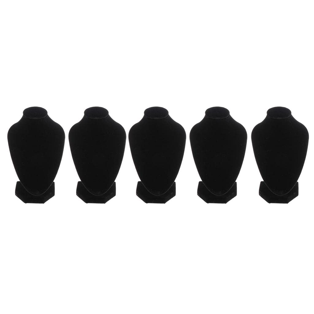 Colcolo 5-Pack Black Velvet Necklace Display Stands for Jewelry Store & Pendant Showcase - Perfect for Retail Displays, Boutiques, and Trade Shows