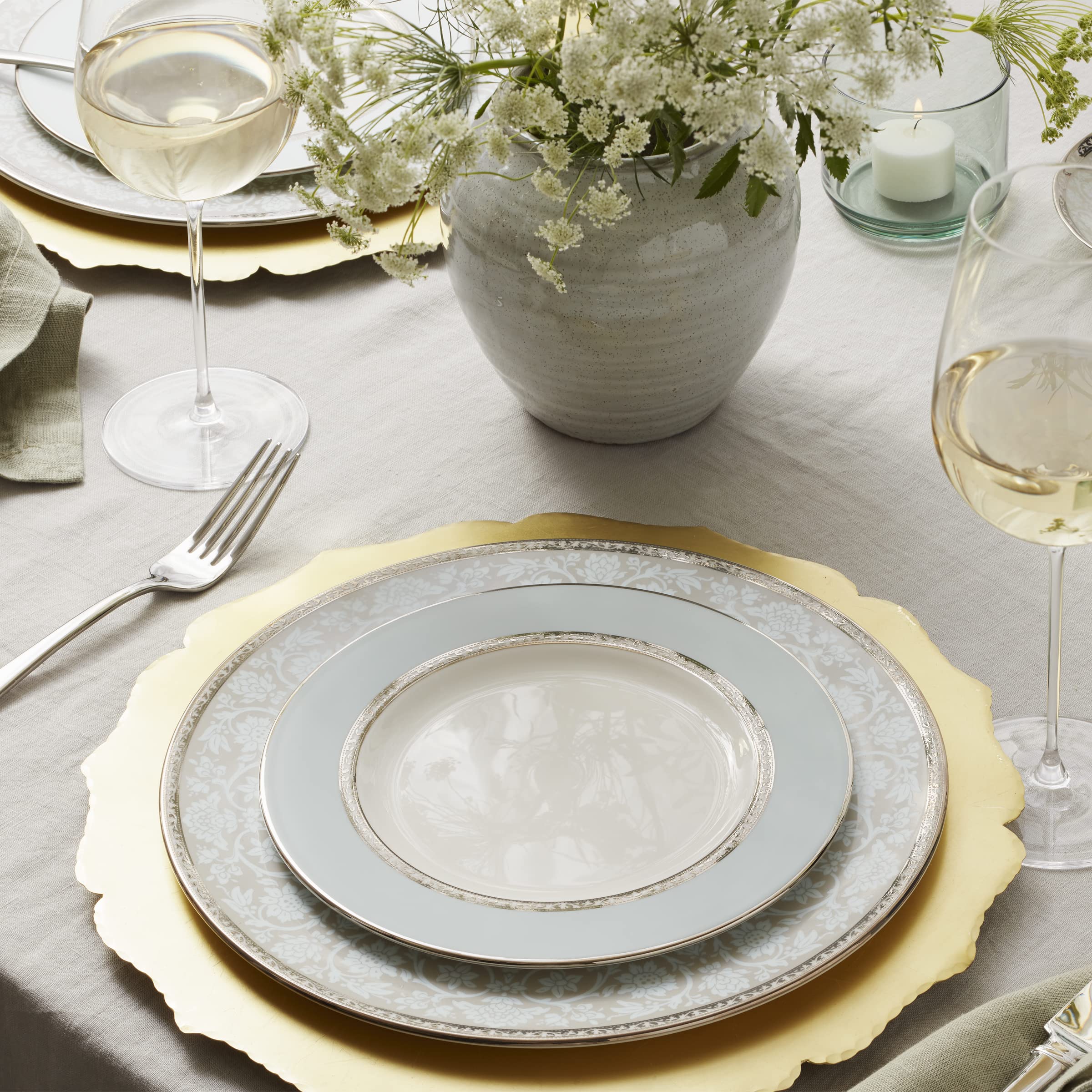 Lenox Westmore 5-Piece Dinner Plate Set - Elegant White Porcelain Tableware for Formal Dining & Special Occasions
