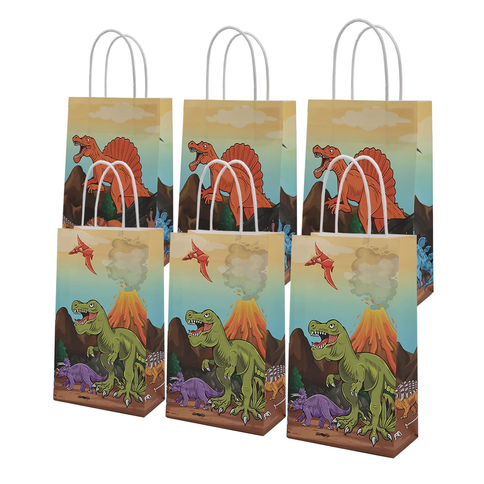 Dinosaur Party Favor Bags with Handle - 30pcs Small Dinosaur Themed Gift Bags for Birthday Parties, Baby Showers & Holiday Events | Bulk 9x5.5x3.3 Inch Goodie Bags for Candy, Donuts & Party Favors | Perfect for Kids Birthday Decorations & Dinosaur Theme Events