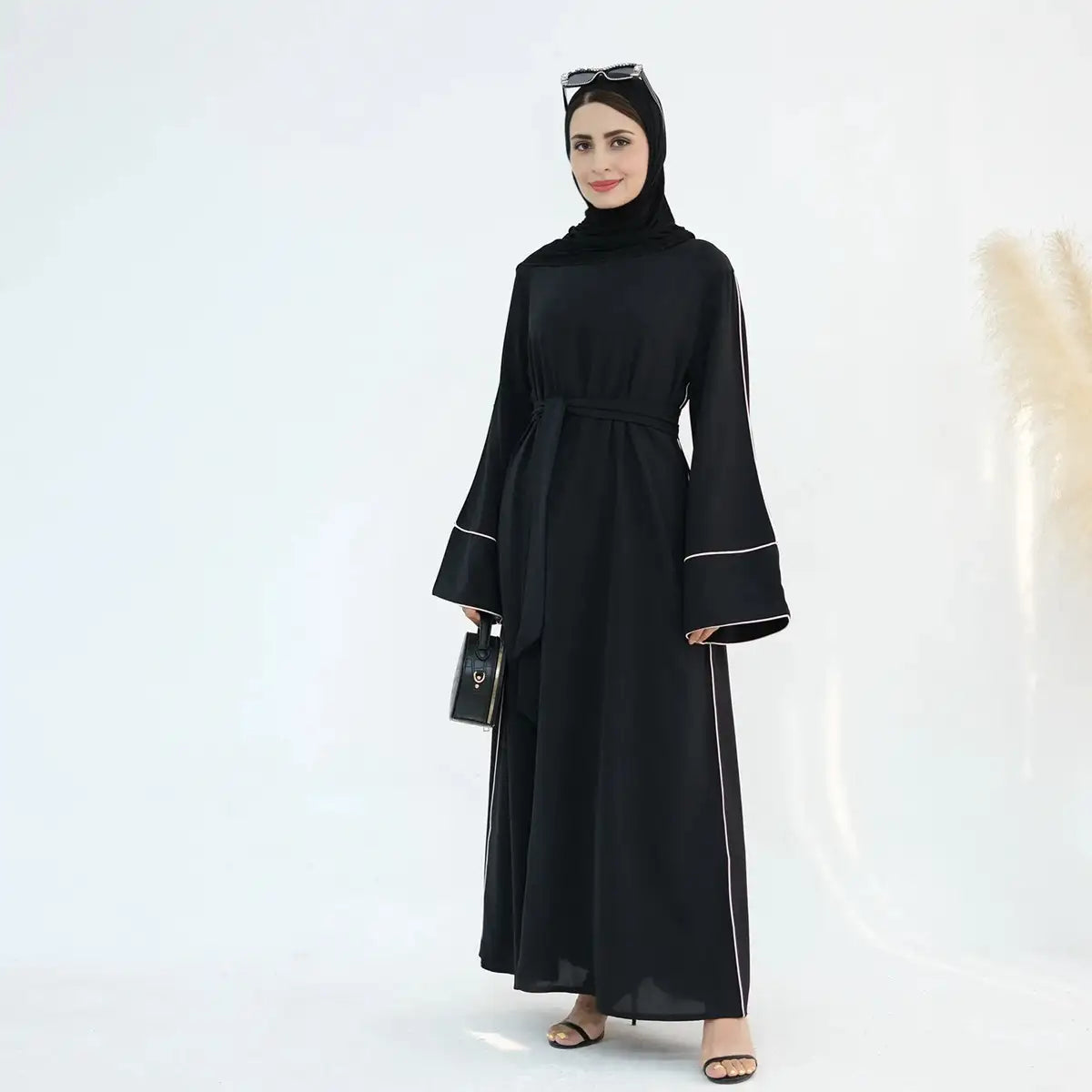 Elegant Solid Color Hem Abaya Dress - Modest Islamic Fashion for Women | Perfect for Prayer, Mosque, and Everyday Wear