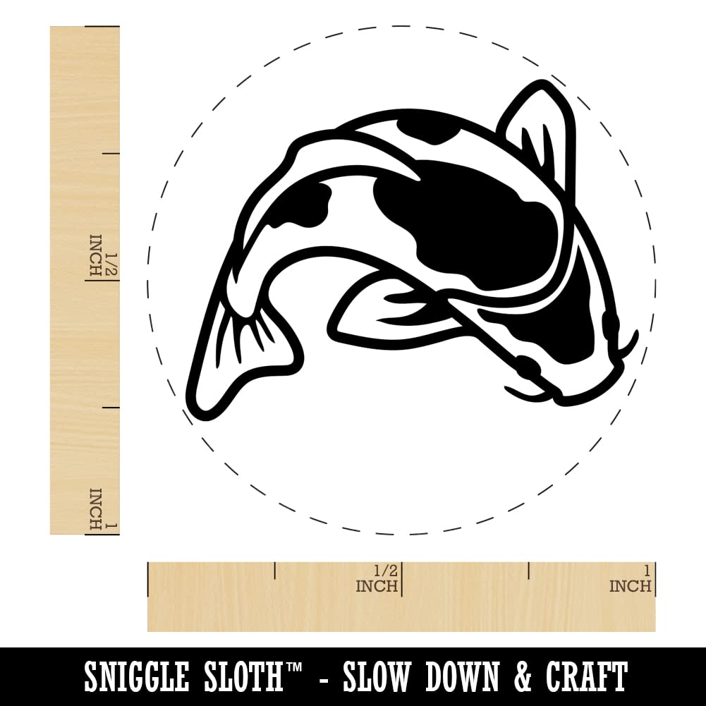 Spotted Koi Fish Self-Inking Rubber Stamp - 1 Inch Medium Red Ink Stamper for DIY Crafts, Scrapbooking, Bullet Journaling & Planner Decoration - Perfect for Card Making, Gift Wrapping & Home Decor Projects