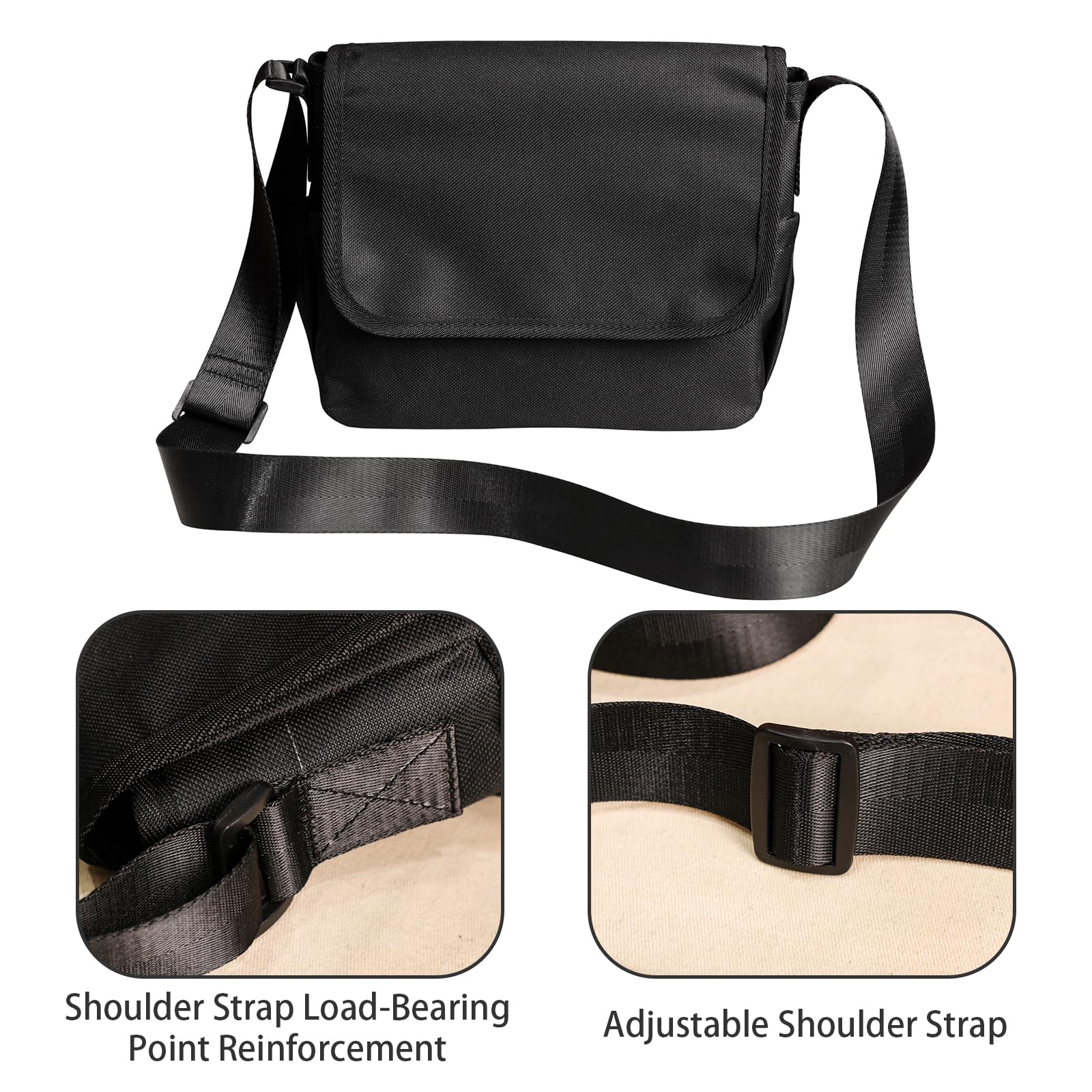 Waterproof Lightweight Crossbody Messenger Bag for Men & Women - Durable Shoulder Purse Sling Satchel for Travel, Work & Business (Black) | Perfect for Commuting, Shopping & Outdoor Adventures