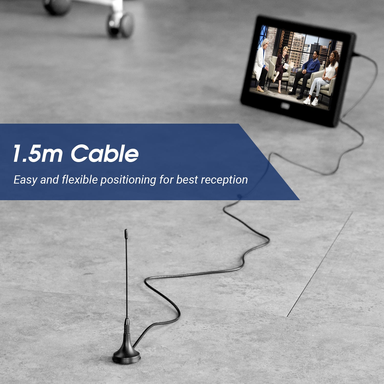 Portable Freeview Digital HD TV Antenna with Magnetic Base for Cars, Trucks & Home Use - Strong Signal Reception for Road Trips & Indoor TV Watching - August DTA180