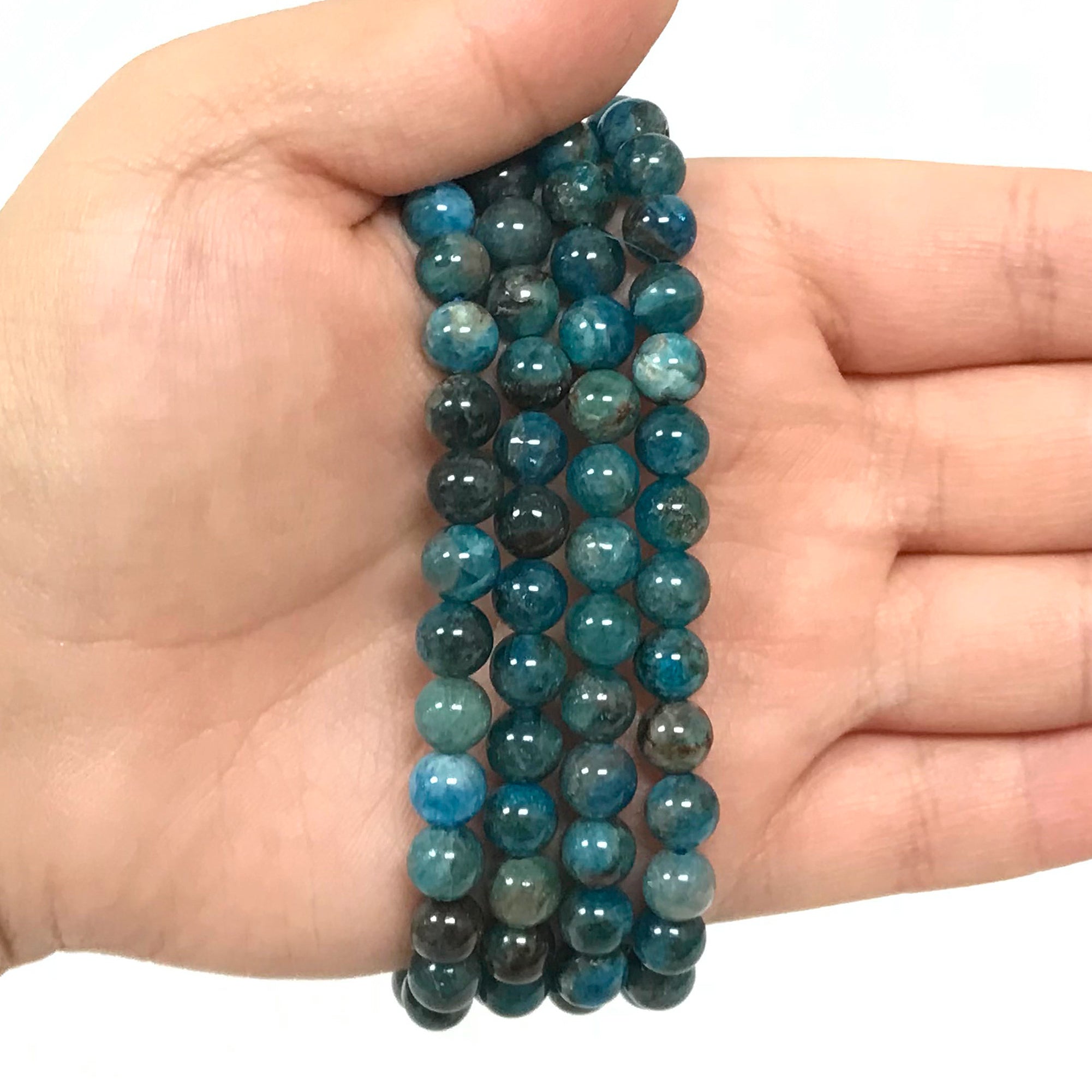 6mm Apatite Gemstone Round Bead Stretch Bracelet for Men & Women - Healing Crystal Jewelry for Meditation, Yoga & Positive Energy