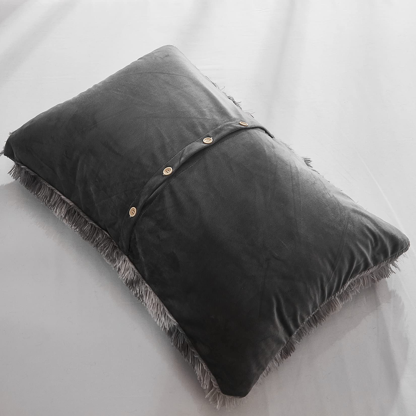WERDIM Shaggy Fluffy Tie Dye Duvet Cover Set - Soft Velvety Bedding with Button Closure & Pillowcases - Dark Grey Tie Dye Pattern - Twin Size for Cozy Bedroom Decor & Guest Room Styling