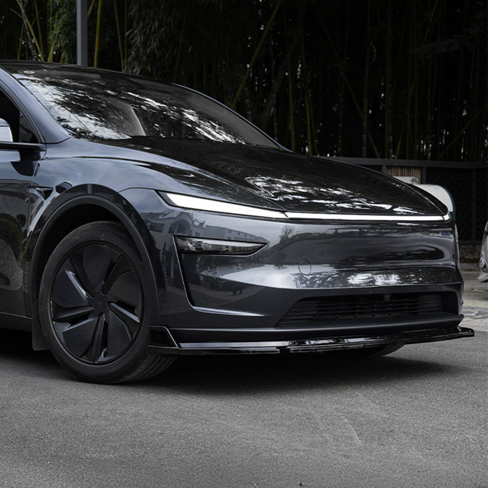 Aero Front Lip Spoiler for Tesla Model Y Juniper (2025+) - No Drip Design & OEM Push Clips | Enhance Style & Aerodynamics for Your EV