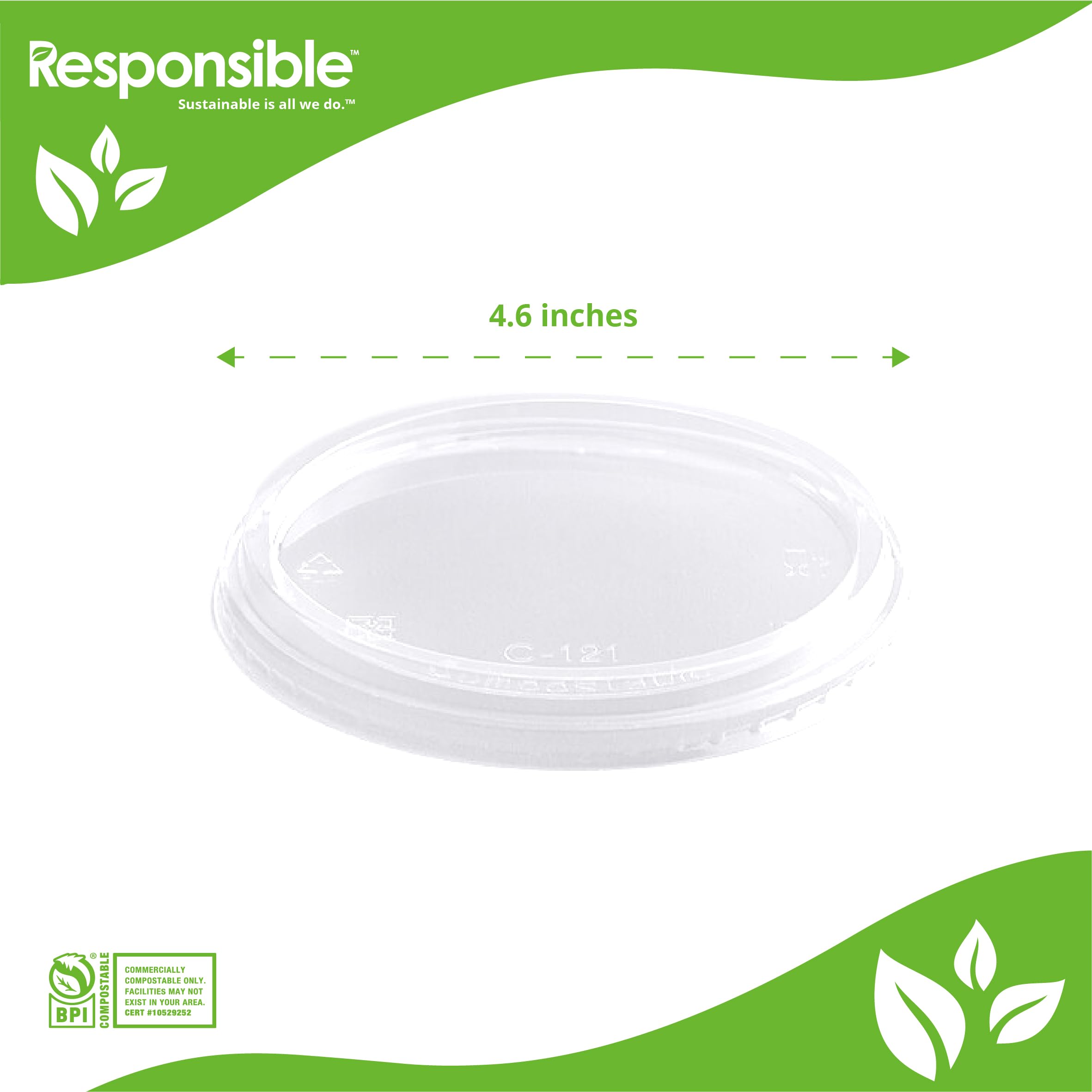 Certified Compostable 8-32 oz Clear Round Deli Containers Lids - 100% American Biobased Materials, PFAS-Free & BPA-Free (50 Count) - Perfect for Food Storage, Meal Prep, and Eco-Friendly Takeout Containers