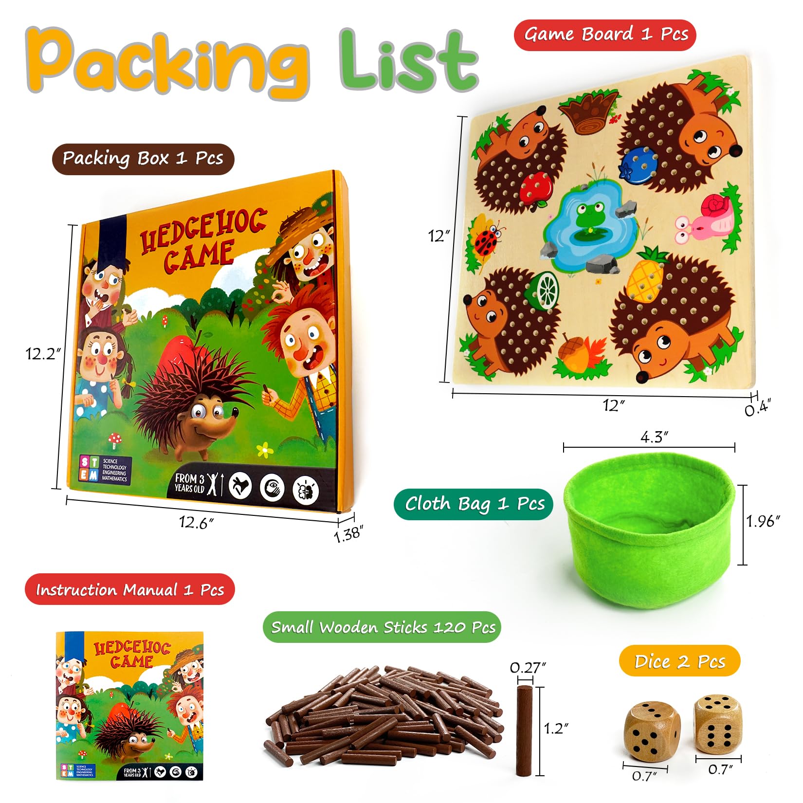 Montessori Hedgehog Counting Game - Wooden Fine Motor Skill Toys for Toddlers 3+ Years | Early Education Matching & Math Learning Toy | Fun Birthday Gift for Kids | Perfect for Preschool Classroom & Home Playtime