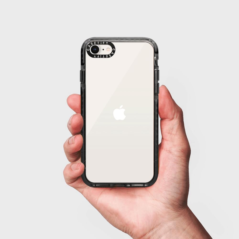 CASETiFY Impact Case for iPhone SE (2020/2022) & iPhone 7/8 - Durable Clear Black Phone Cover with Fruit Stickers - Perfect for Everyday Protection & Style