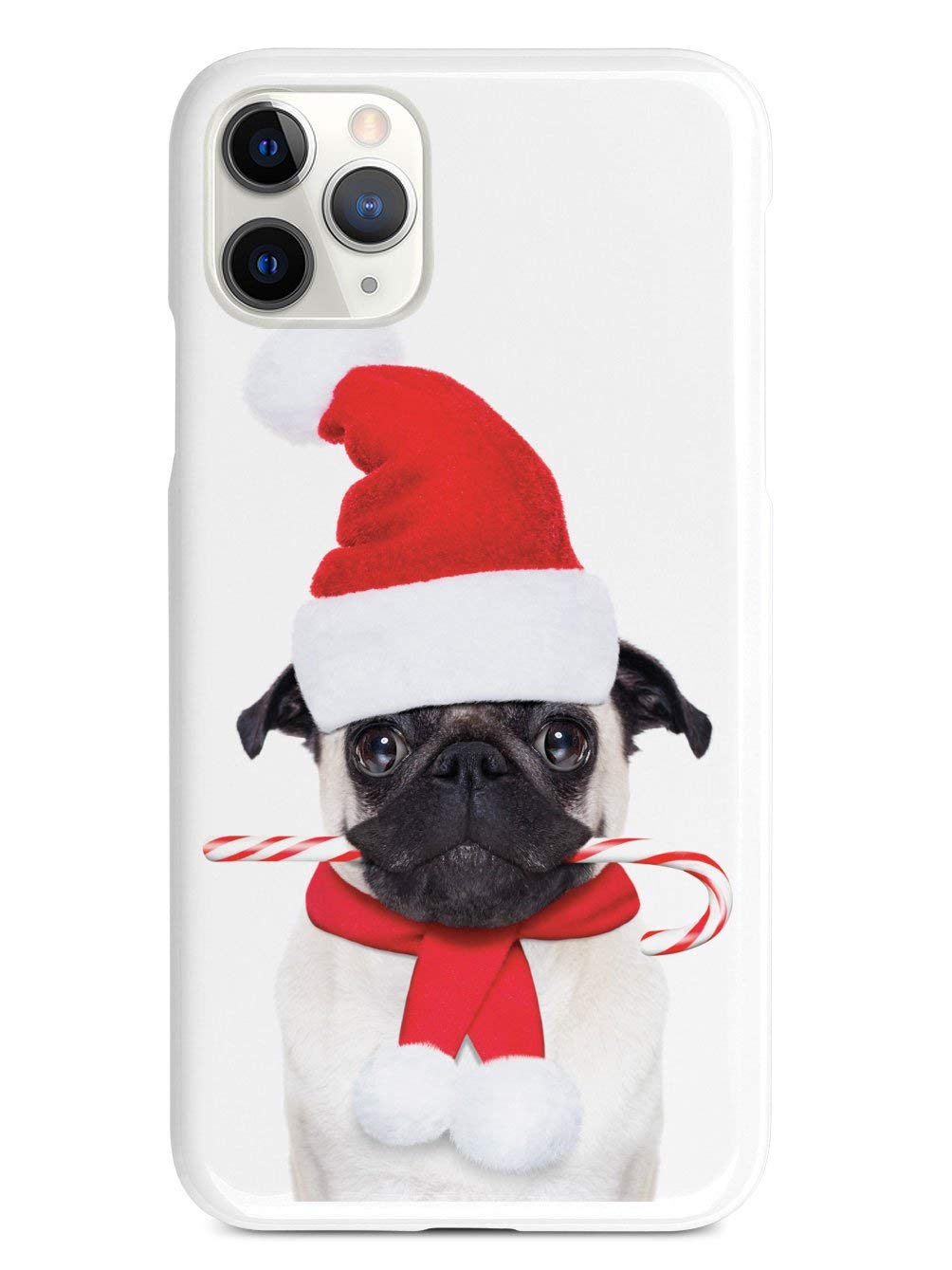 **Inspired Cases - iPhone 11 Pro Case with 3D Textured Design - Shockproof Protective Cover for Apple iPhone 11 Pro - Candy Cane Christmas Pug Pattern - Perfect for Holiday Gifts & Everyday Use**