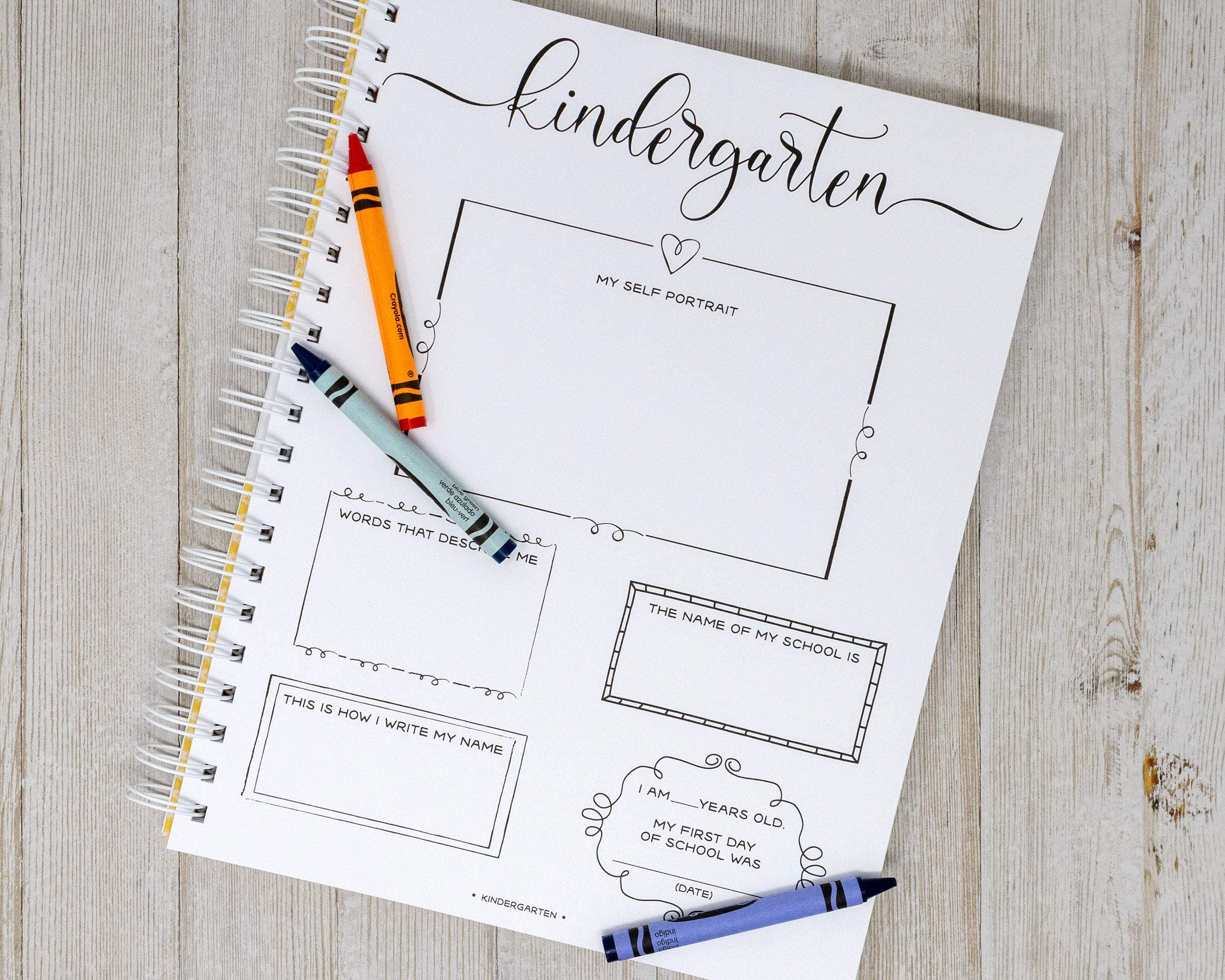 Personalized School Memory Book - Hard Cover Scrapbook with Custom Name - Gold Doodles Design for Kids' School Days Keepsake - Perfect for Preschool, Kindergarten & Elementary Yearbook Gifts