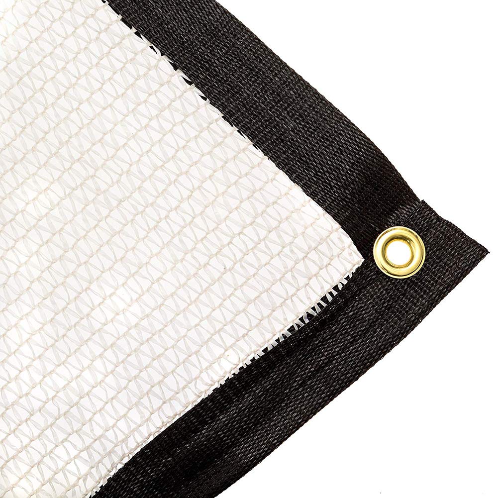 40% UV Block Sun Shade Cloth - 13.1x13.1ft White Mesh Fabric with Reinforced Taped Edges & Grommets - Plant Cover for Greenhouse, Garden, Patio & Outdoor Sun Protection