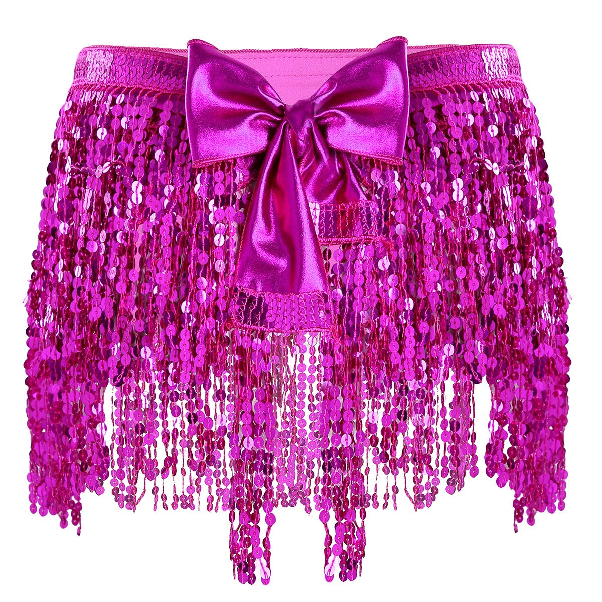 Women's Sequined Wrap Mini Skirt with Tassels - Belly Dance & Zumba Performance Skirt - Perfect for Dance Classes, Costume Parties and Festival Outfits