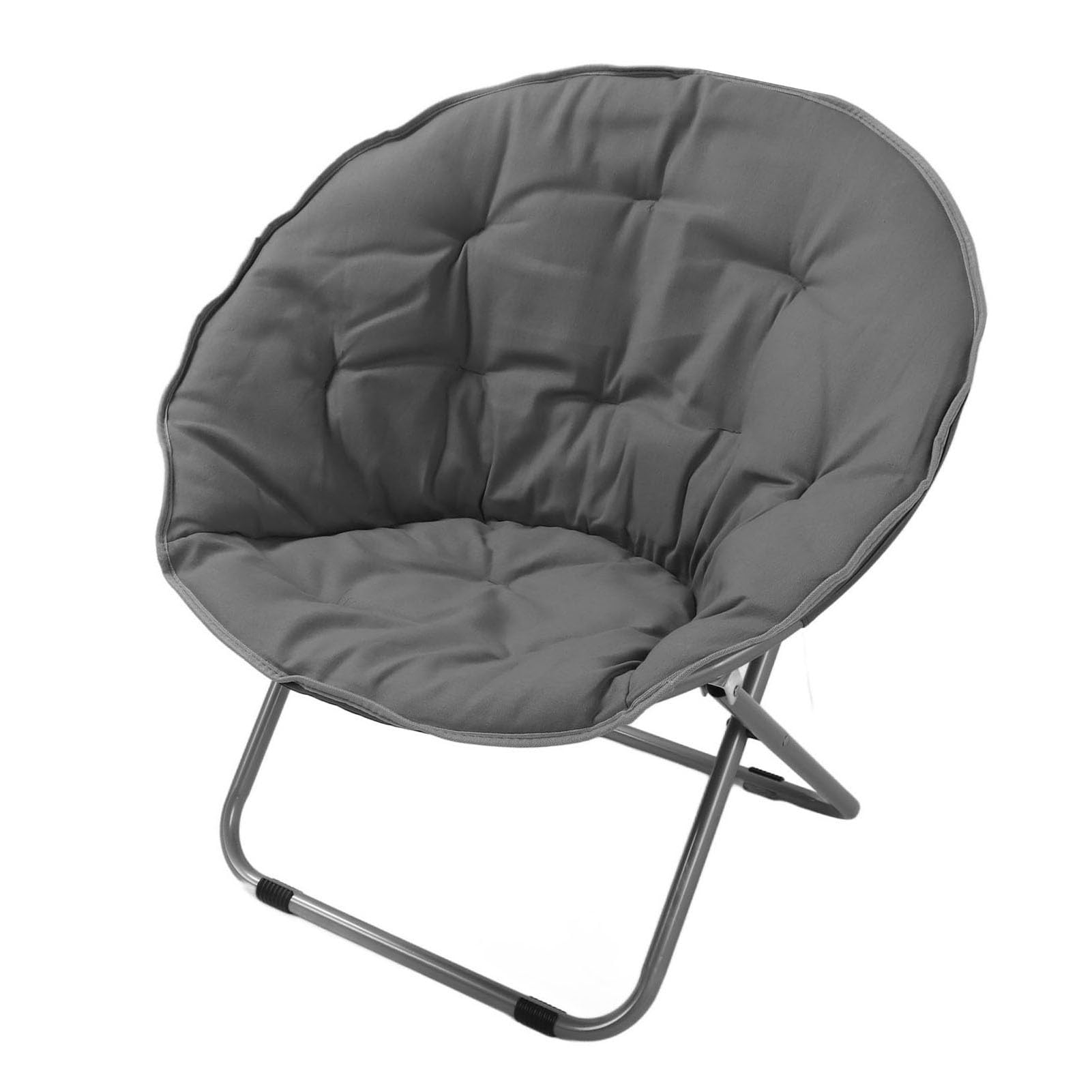 Steel Alloy Folding Chair - Oversized Round Padded Moon Chair with Soft Cushion | Portable & Stable Foldable Chair for Camping, Beach, Picnic, Outdoor Relaxation, Patio Lounging & Backyard Gatherings