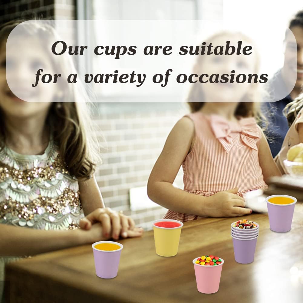 3 oz Small Disposable Paper Cups - 100 Pack Colorful Bathroom & Espresso Cups for Mouthwash, Snacks, Condos, RVs, Camping - Perfect for Home, Travel & Outdoor Use