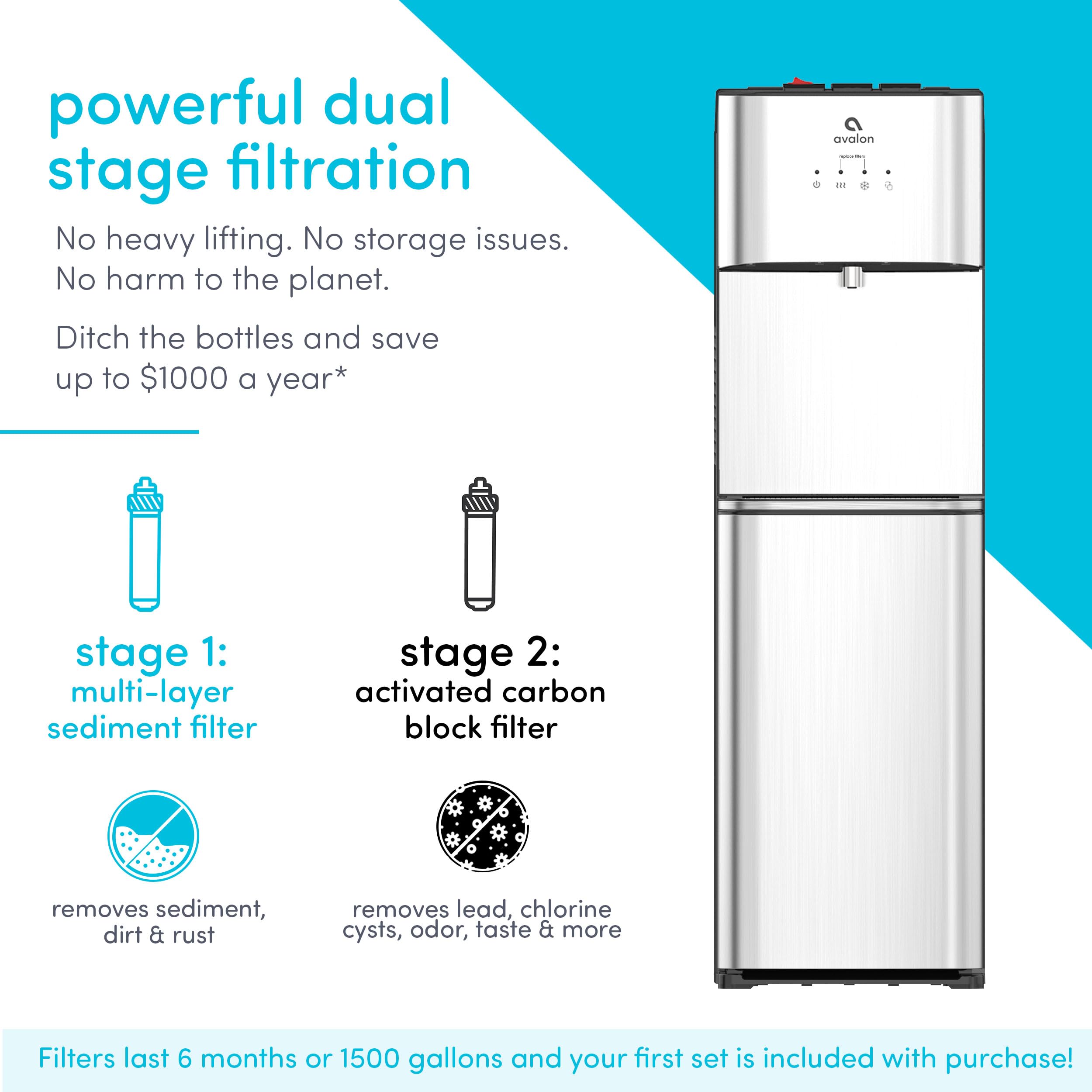 Avalon A3F Bottom Loading Water Cooler Dispenser with BioGuard - 3 Temperature Settings & UL Certified Filter - Perfect for Home, Office, and Gym Hydration
