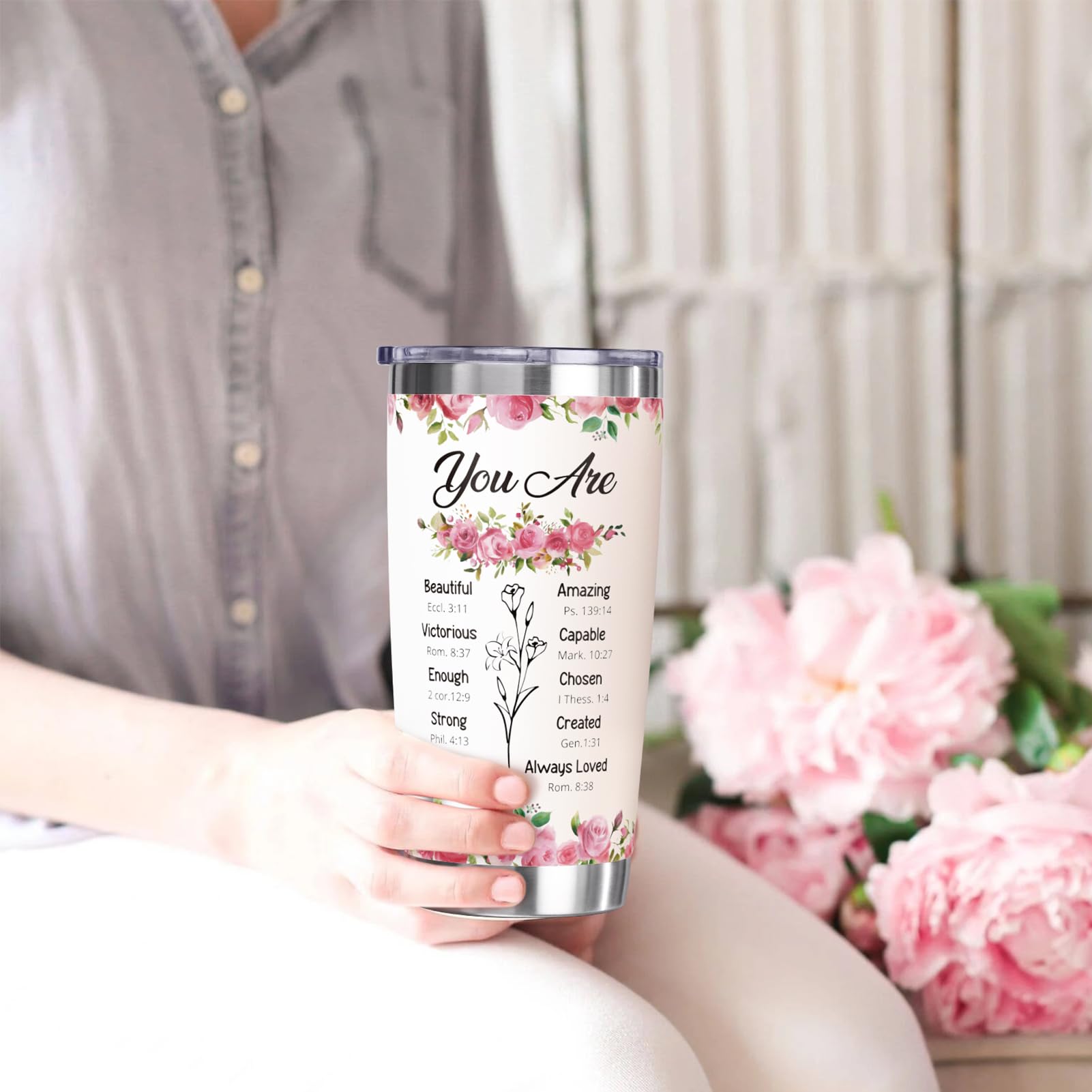 20oz Insulated Tumbler - Christian Gifts for Women, Inspirational Religious Gift with Jesus Design - Perfect for Birthday, Mother's Day, Baptism, Bible Study & Daily Use - Great for Mom, Grandma, Friends, Aunt, Sister, Wife & Coworkers
