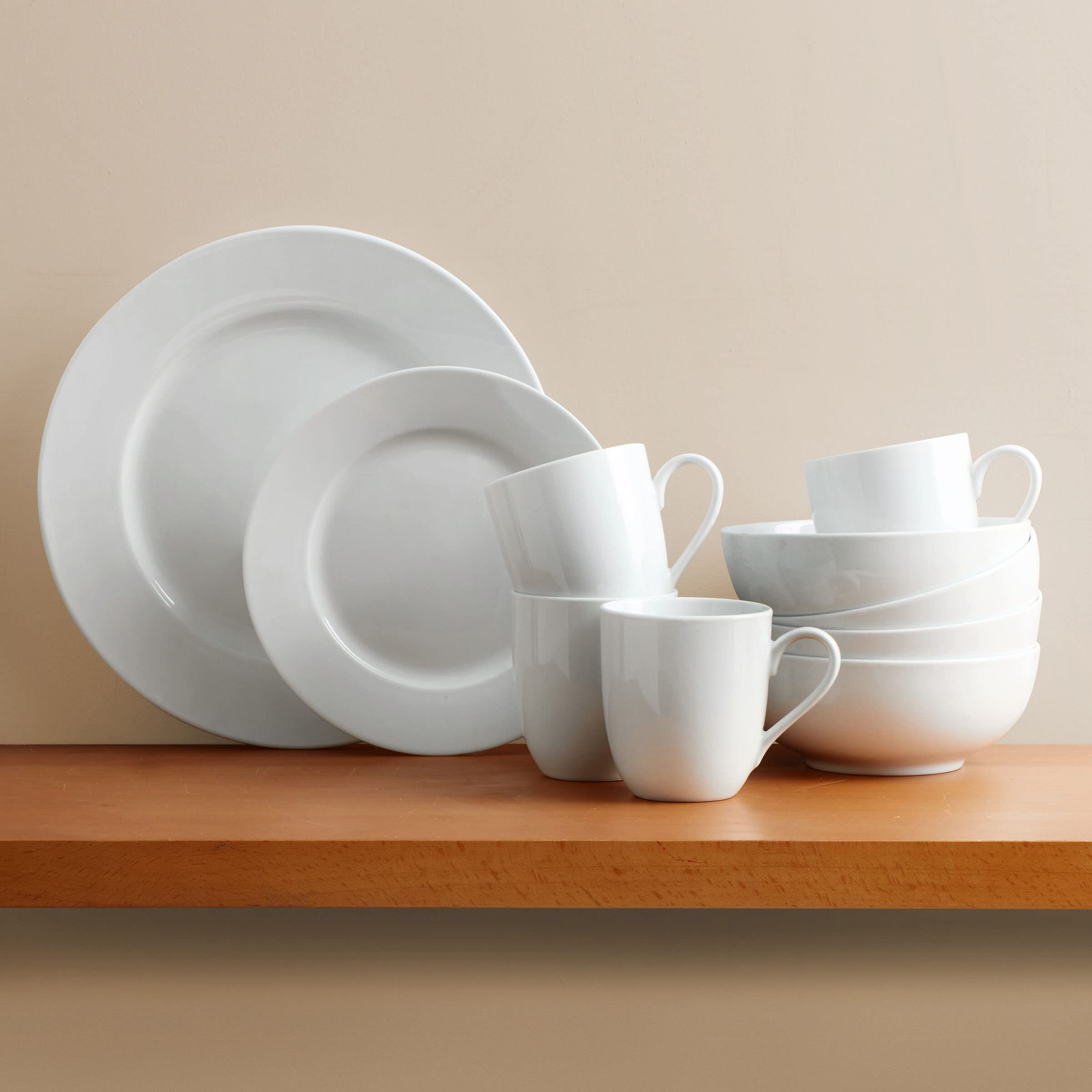 Classic 16-Piece Dinnerware Set for 4 - Porcelain Plates, Bowls, Mugs & Saucers - Elegant Tableware for Family Dinners, Parties & Restaurant Use