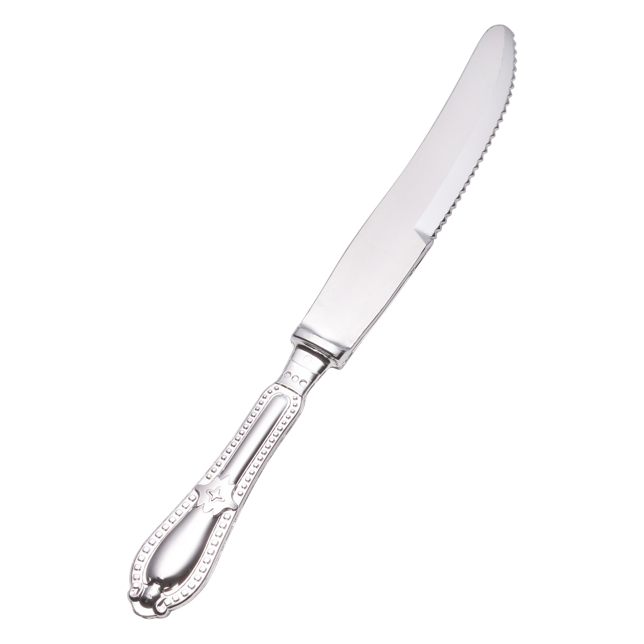 Disposable Shiny Metallic Silver Flatware Set - Elegant Baroque Style Cutlery for Parties, Weddings & Special Events