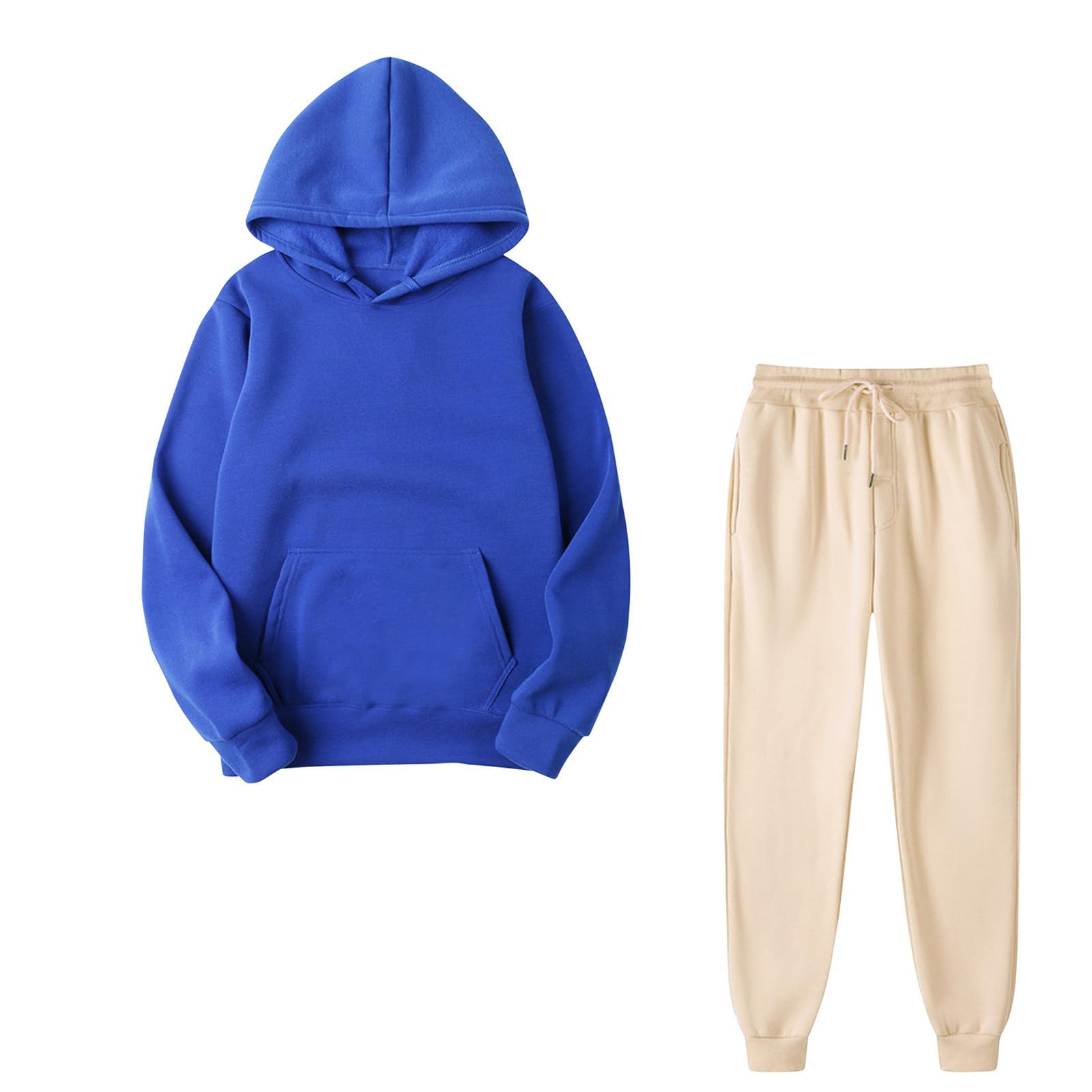 Unisex Casual Long Sleeve Hoodie & Sweatpants Set - Loose Fit 2-Piece Outfit for Fall/Winter 2023 | Cozy Lounge Wear, Street Style Fashion, Gym Essentials | Best Deals Under $10 for Women & Men