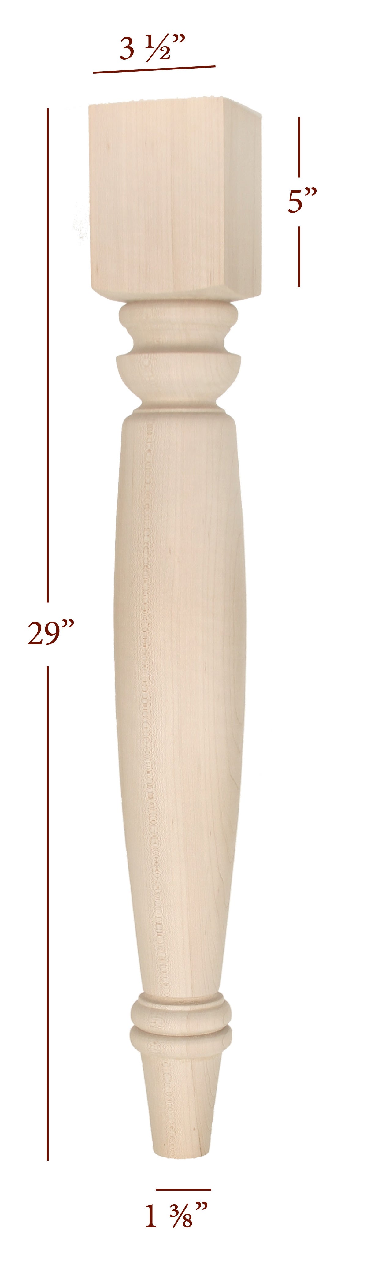 Savannah Plain Round Dining Table Leg - Solid Wood Furniture Legs for DIY Home Decor & Kitchen Table Upgrade | Perfect for Farmhouse, Rustic, and Modern Dining Room Settings