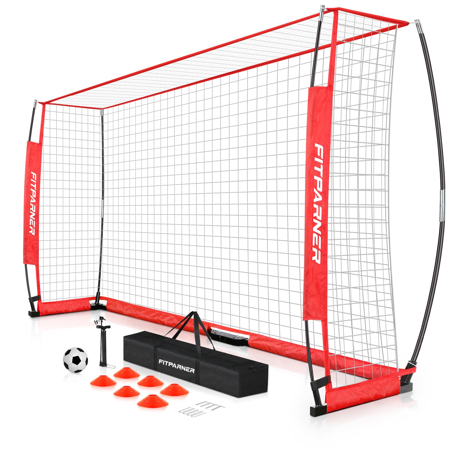 8x6ft & 12x6ft Portable Soccer Goals for Backyard Training - Collapsible Metal Frame with Net, Includes 1 Goal + Soccer Ball + 6 Cones + Ball Pump + Carry Bag - Perfect for Youth Practice, Backyard Games & Team Drills