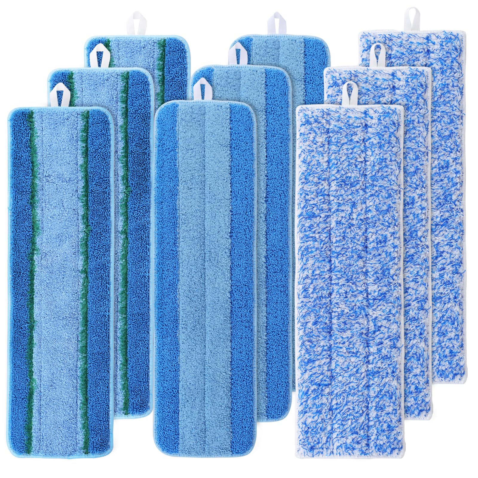 9 Pack Microfiber Mop Pads for Bona Hardwood Floor Cleaner - 18 Inch Replacement Pads (3 Deep Clean + 3 Cleaning + 3 Dusting) - Perfect for Wood Floors, Tile & Laminate Cleaning
