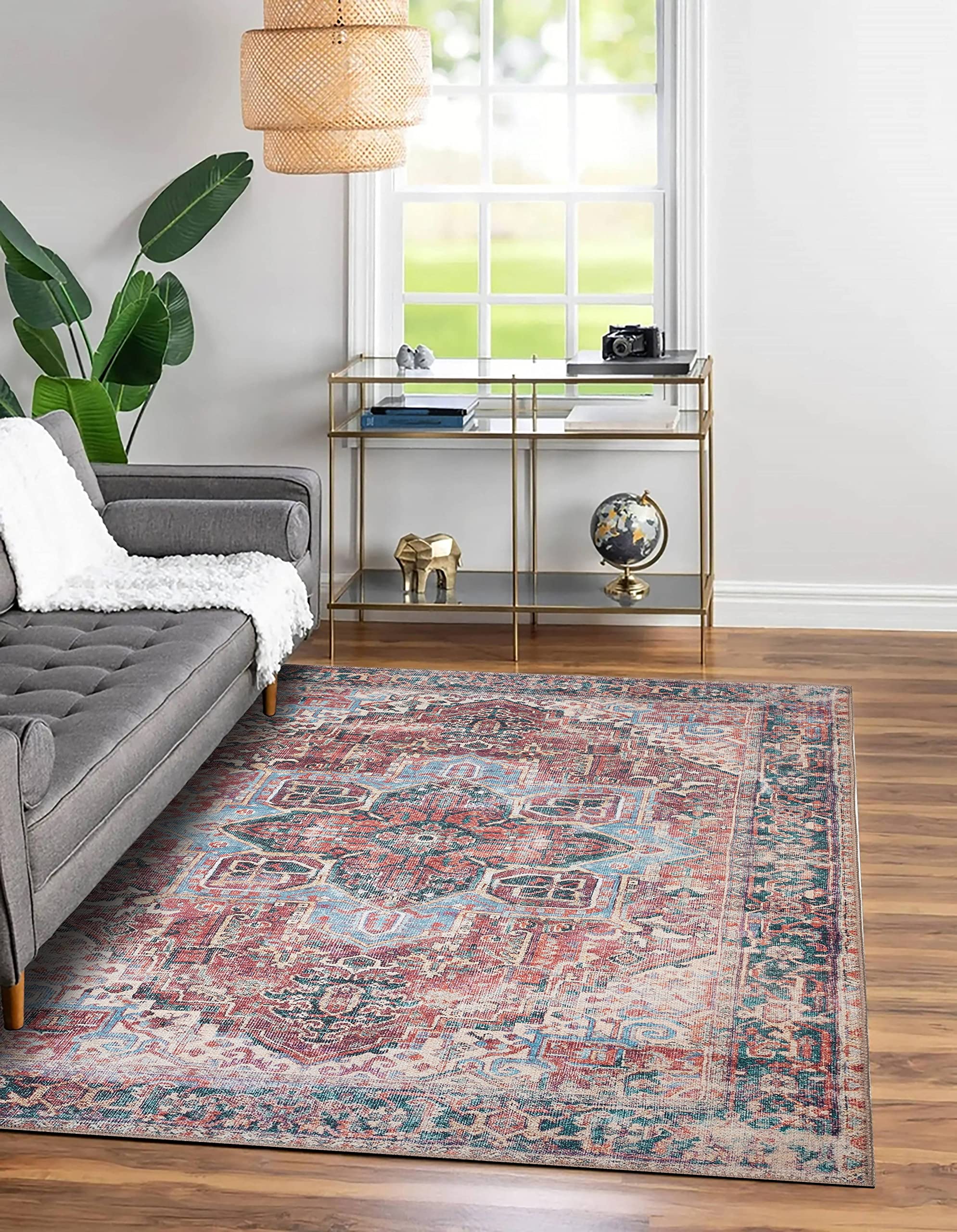 Adiva Rugs Machine Washable and Wipe Clean Area Rug - Waterproof & Dirt Resistant Living Room & Bedroom Runner Rug - Home Decor for High Traffic Areas (Multi, 9' x 12') - Perfect for Pets, Kids & Busy Households