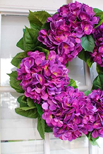 16 or 20 Inch Purple Hydrangea Wreath - Rustic Farmhouse Style for Front Door, Wedding, Spring, Easter, Summer, Mother's Day - Perfect for Home Decor, Housewarming Gifts & Outdoor Use