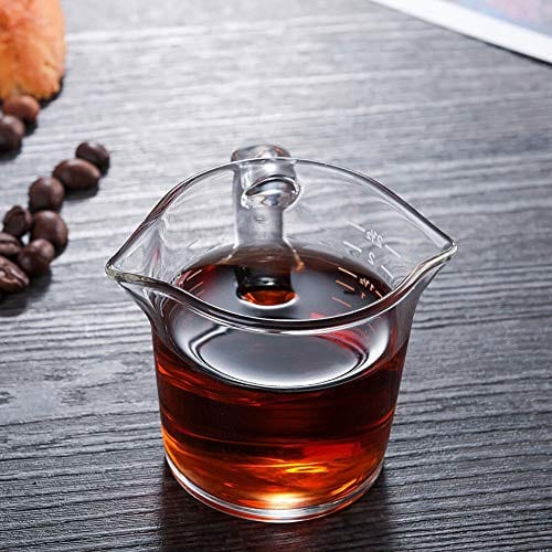 Premium 3oz Espresso Shot Glass with Double Spouts & Pouring Handle - Barista-Grade Triple Pitcher for Perfect Coffee & Cocktails (1 Pack) - Ideal for Home Brewing, Cafes & Mixology