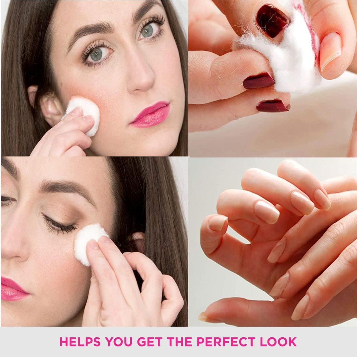 RXSHOPY White Cotton Balls - 50 Pack for Makeup, Nails & Baby Care | Gentle Skin & Eye Use