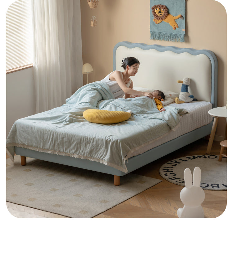 Organic Leather Kids Soft Bed - Comfortable & Durable Toddler Bed for Boys & Girls | Perfect for Nursery, Bedroom & Playroom