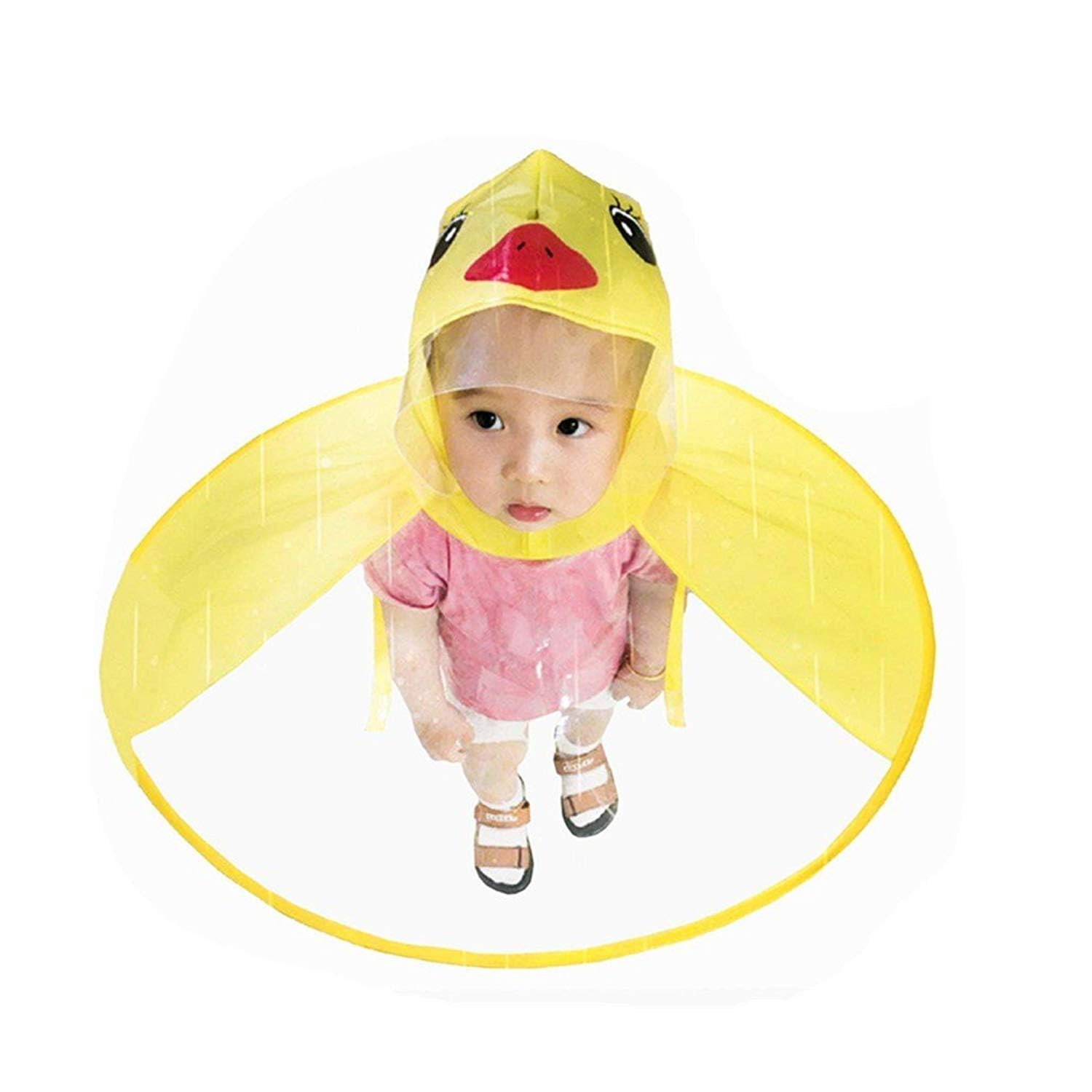 Waterproof Kids Raincoat with Umbrella Hat - Toddler Duck Rain Jacket for Boys & Girls (Yellow) | Outdoor Play, Rainy Day Protection, School Commute