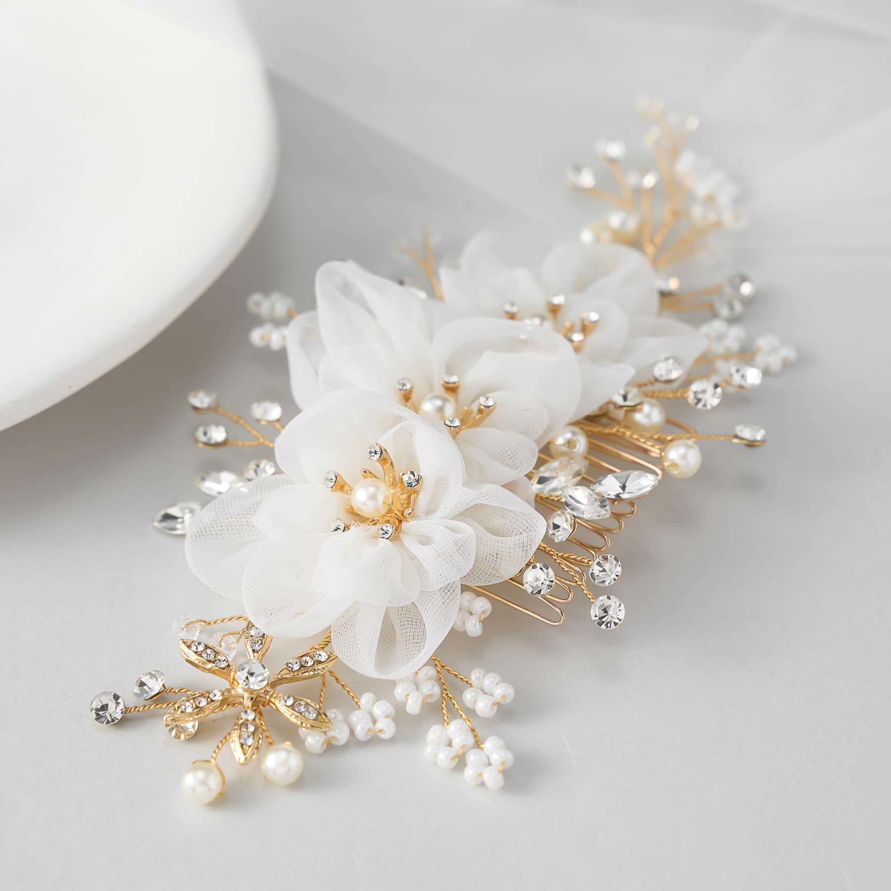 SWEETV Pearl and Leaf Hair Comb Pins - Elegant Bridal Hair Accessories for Wedding, Party, Prom | Perfect for Brides, Bridesmaids, and Special Occasions