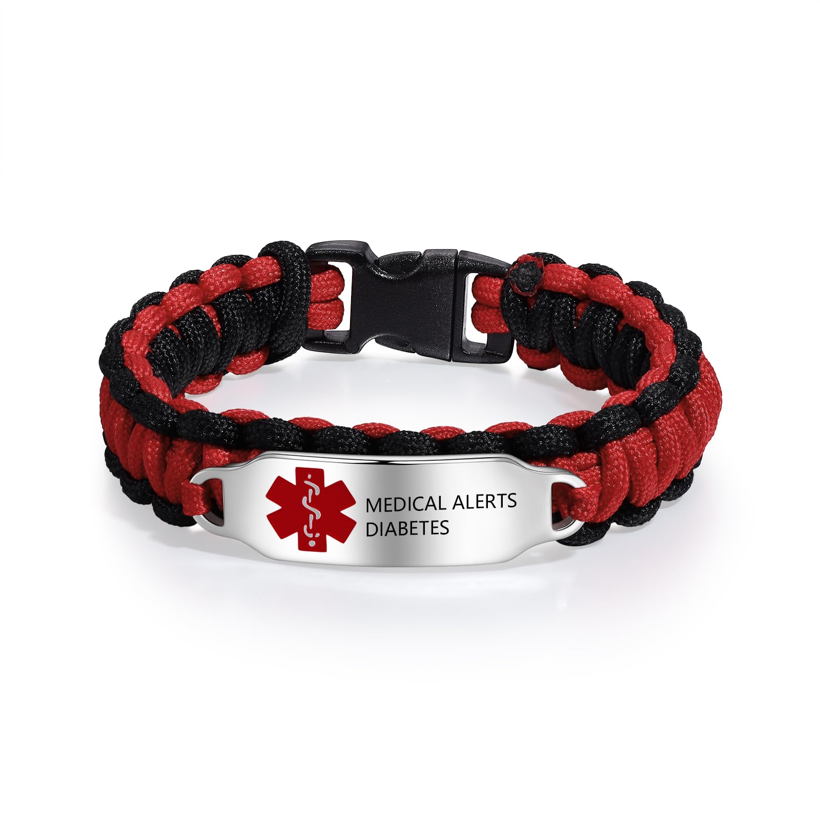 Custom Medical Alert Bracelets for Women - Stainless Steel & Nylon Medical ID Bracelets with Engraved Emergency Info | Perfect for Diabetes, Allergies & Senior Safety