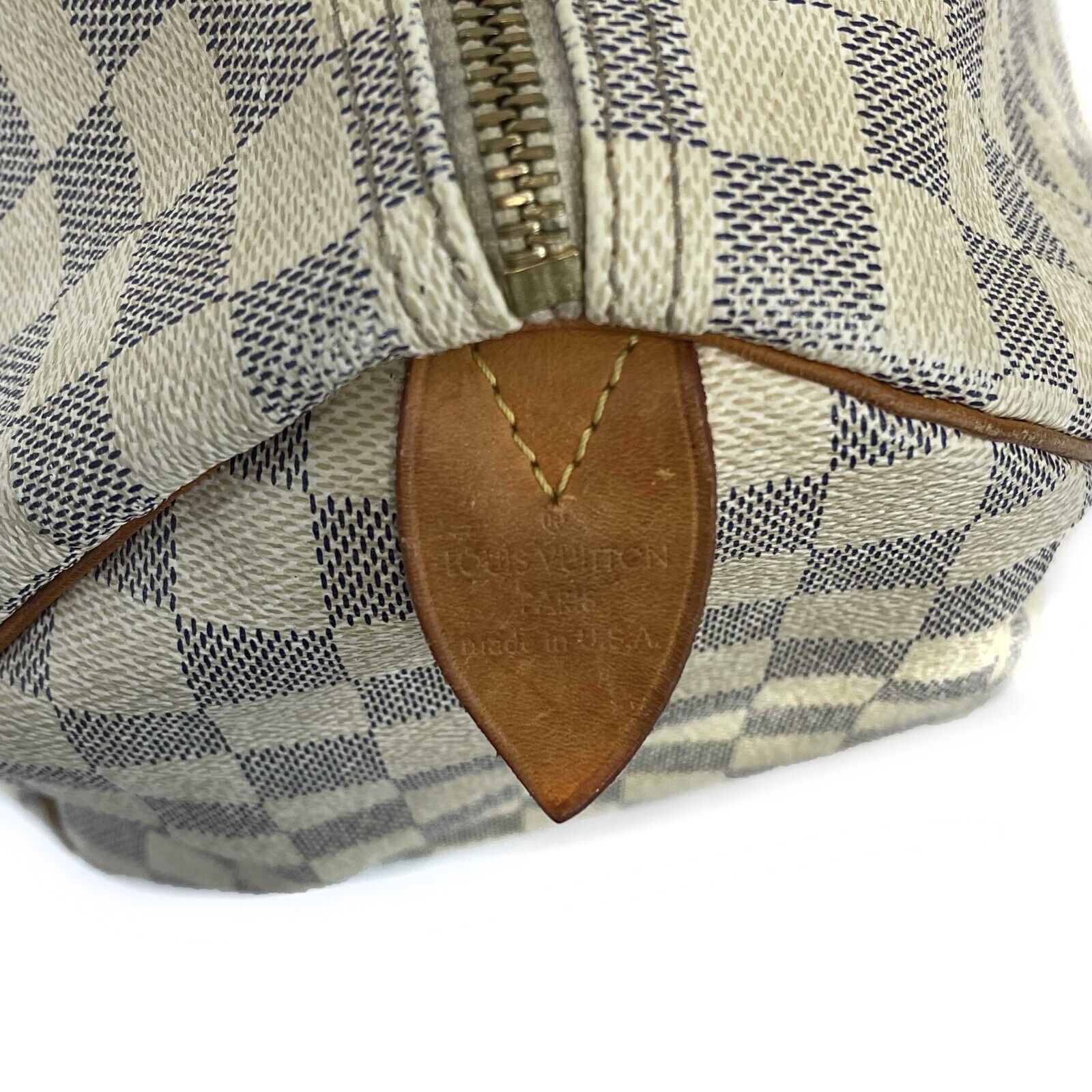 Louis Vuitton Speedy 35 Damier Azur Canvas Top Handle Bag - White & Navy Crossbody Purse for Women | Perfect for Work, Travel & Everyday Use