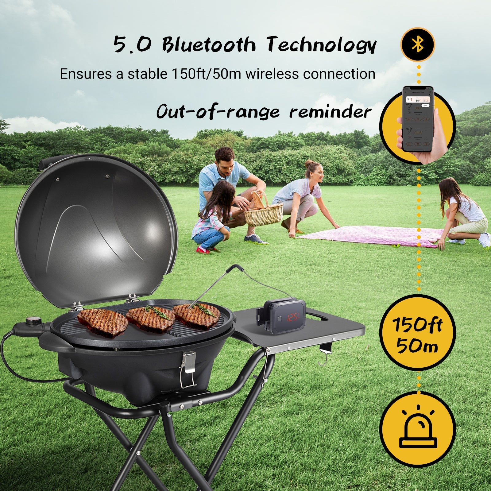 Wireless Bluetooth BBQ Meat Thermometer IBT 2X - Smart Cooking Thermometer for Grilling, Smoking, and Roasting - Perfect for Outdoor BBQ, Camping, and Home Kitchen Use