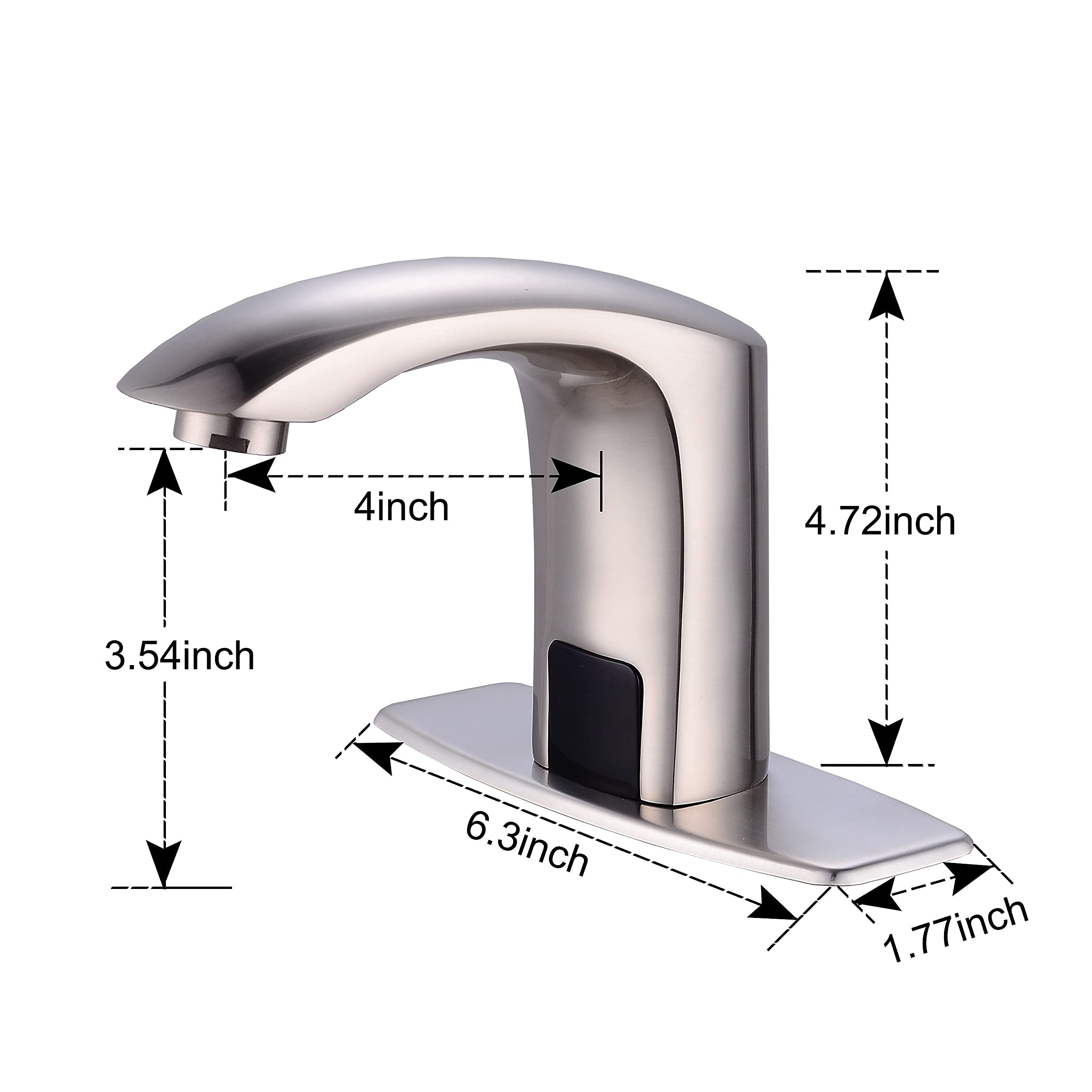 Hands Free Automatic Motion Sensor Bathroom Faucet - Touchless Bathroom Sink Faucet with Mixing Valve & Cover Plate, Brushed Nickel - Ideal for Home, Office & Public Restrooms