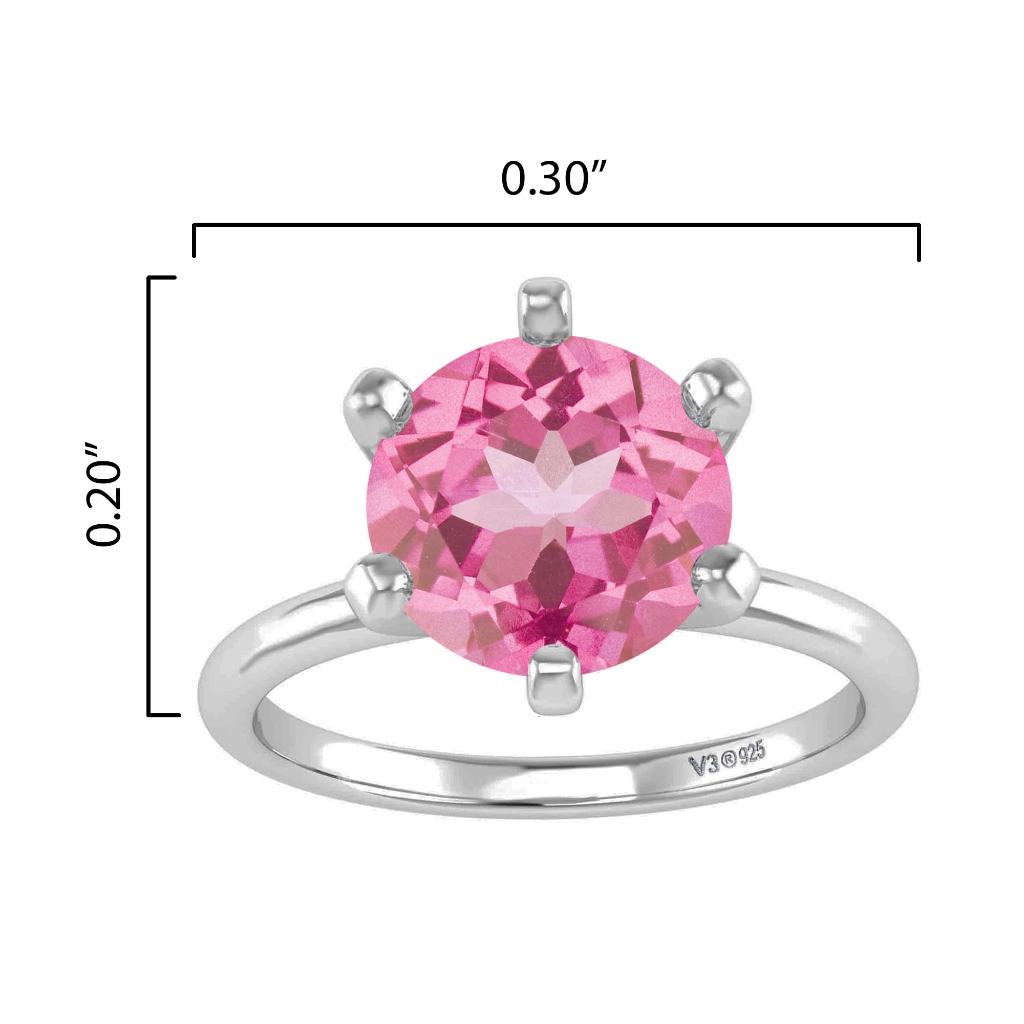 14K Sterling Silver Pink Topaz Solitaire Ring for Women – Elegant Dainty Jewelry Gift for Anniversary, Engagement & Special Occasions