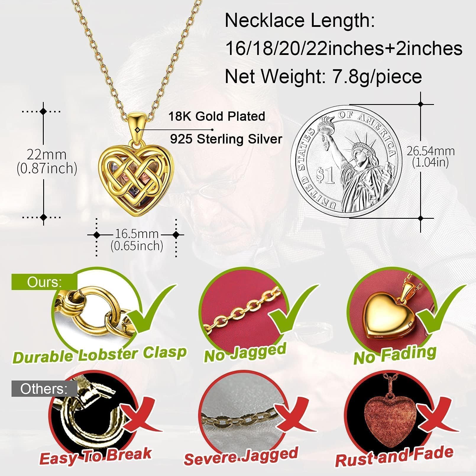 FaithHeart Personalized Heart Locket Necklace for Women - Sterling Silver/Stainless Steel Photo Pendant - Custom Memorial Jewelry Gift with Elegant Box - Perfect for Anniversaries, Valentine's Day & Keepsake Gifts