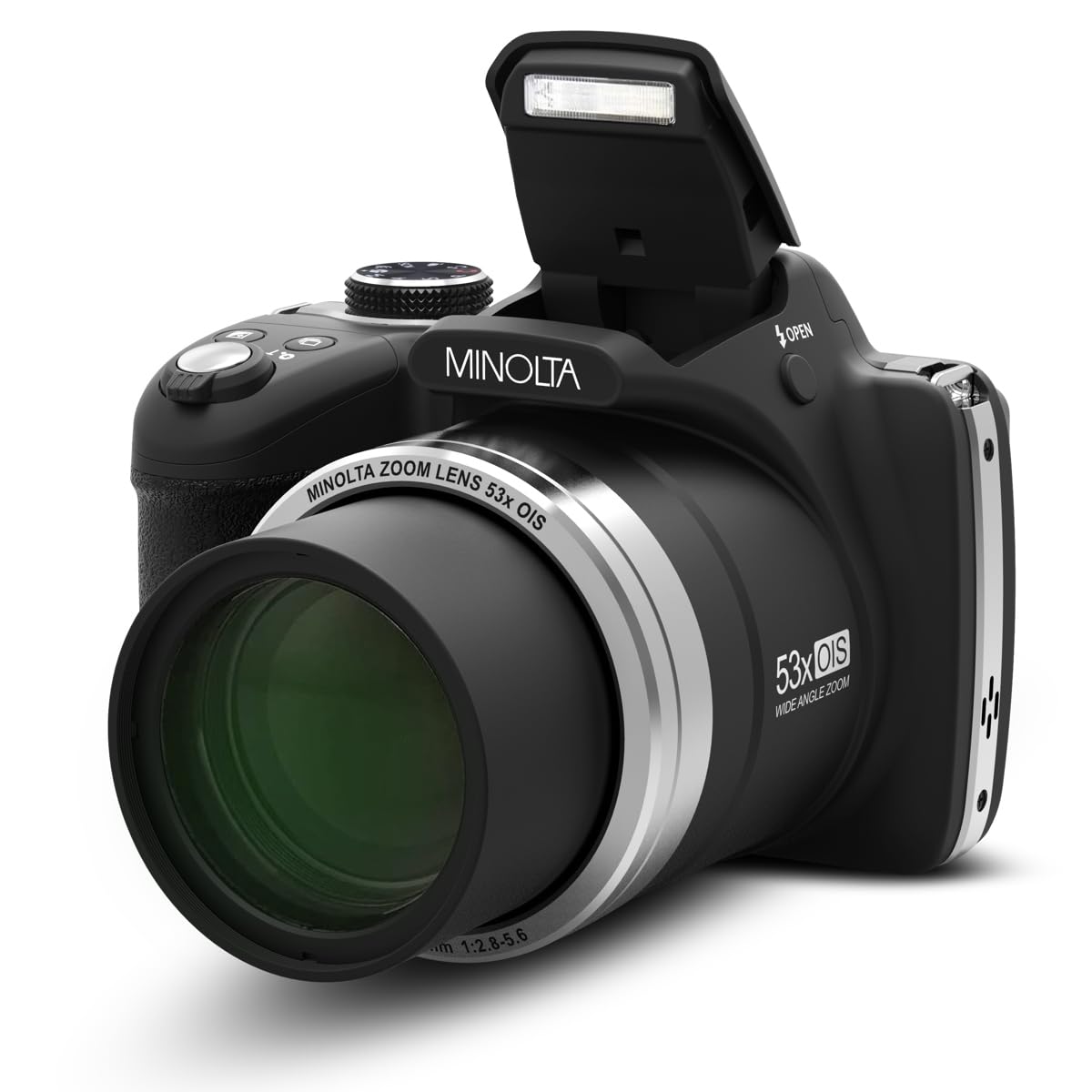 Minolta Pro Shot 16MP HD Digital Camera with 53x Optical Zoom, 1080p Full HD Video, 16GB SD Card - Black (MN53Z) | Perfect for Travel Photography, Wildlife Shooting & Vlogging