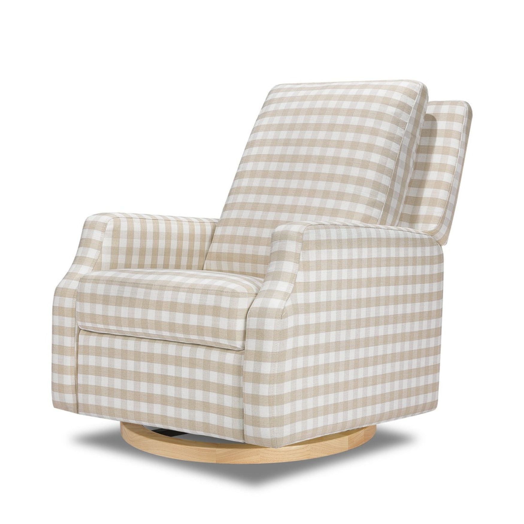 Tan Gingham with Light Wood Base
