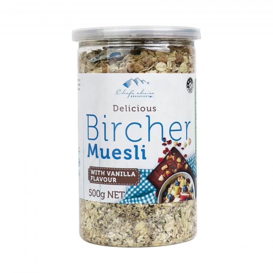 Chef's Choice Bircher Muesli Vanilla - Healthy Swiss-Style Oatmeal Breakfast Cereal for Busy Mornings & On-The-Go Nutrition